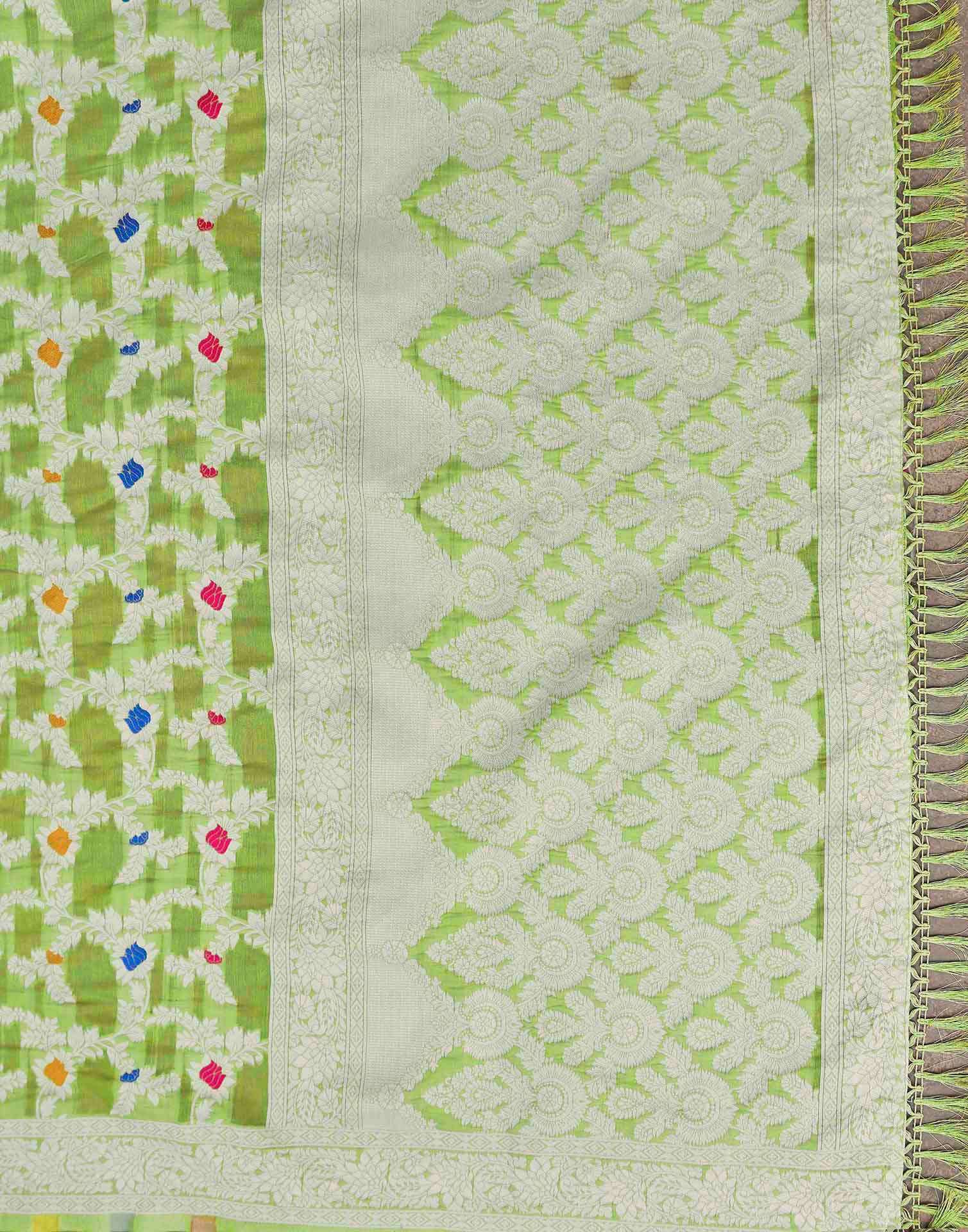 Pista Green Chanderi Woven Saree - Image 8