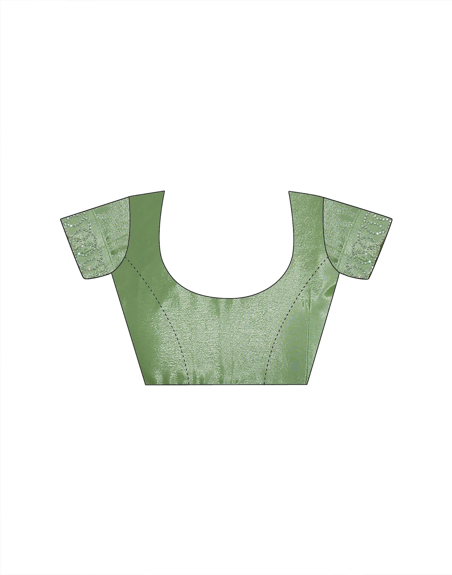 Pista Green Chiffon Stone Work Embellished Saree - Image 10