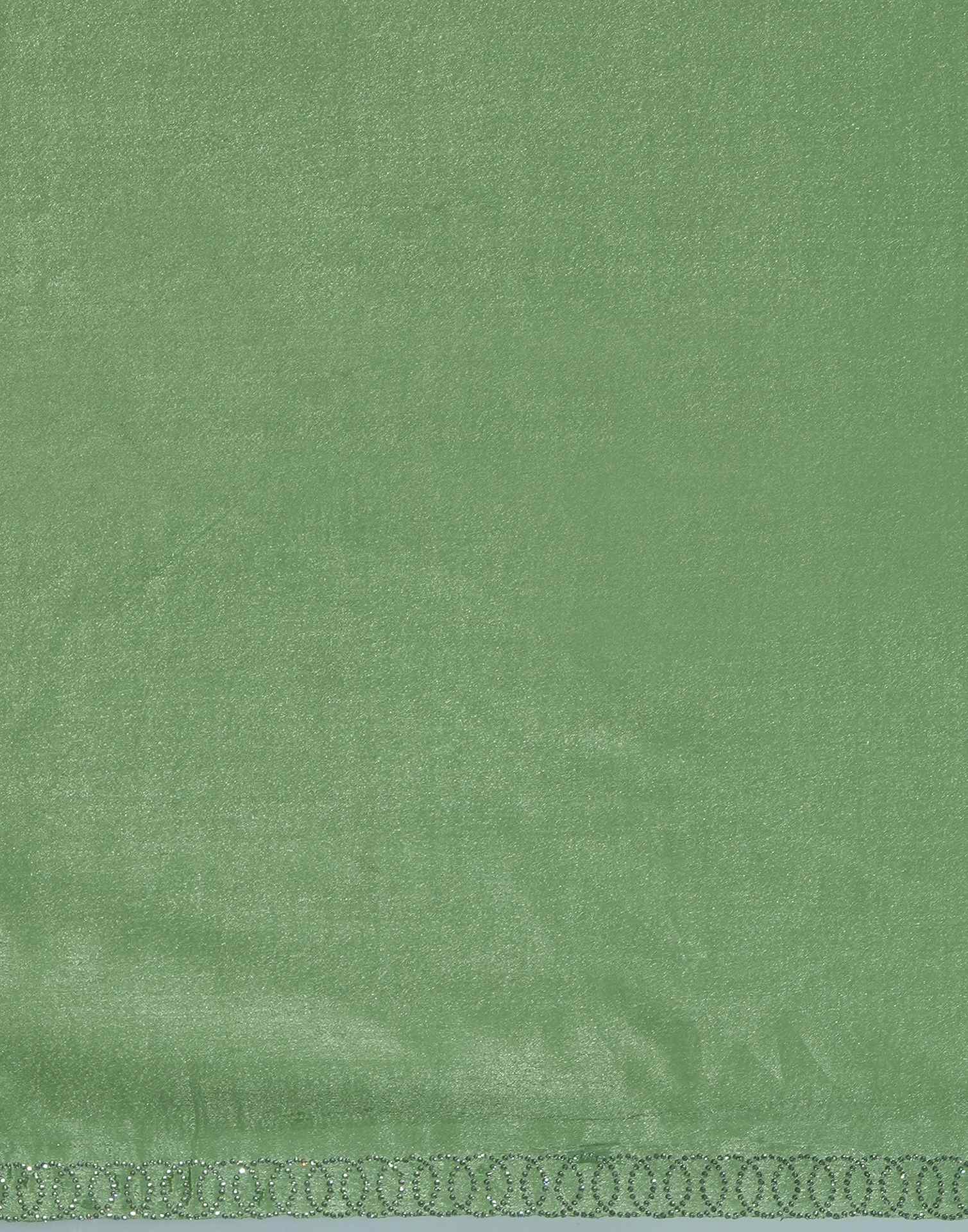 Pista Green Chiffon Stone Work Embellished Saree - Image 8