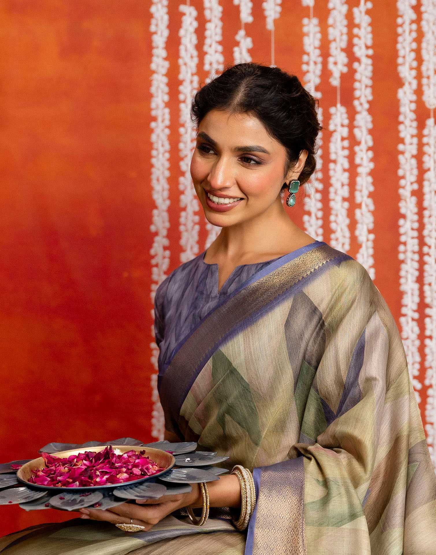 Pista Green Cotton Printed Woven Saree - Image 4