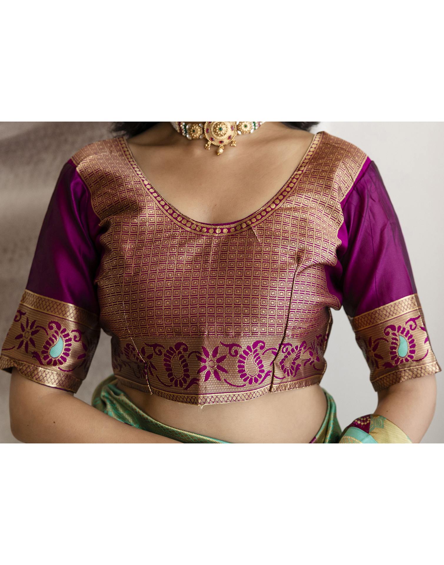 Pista Green Silk Woven Banarasi Saree - Image 13