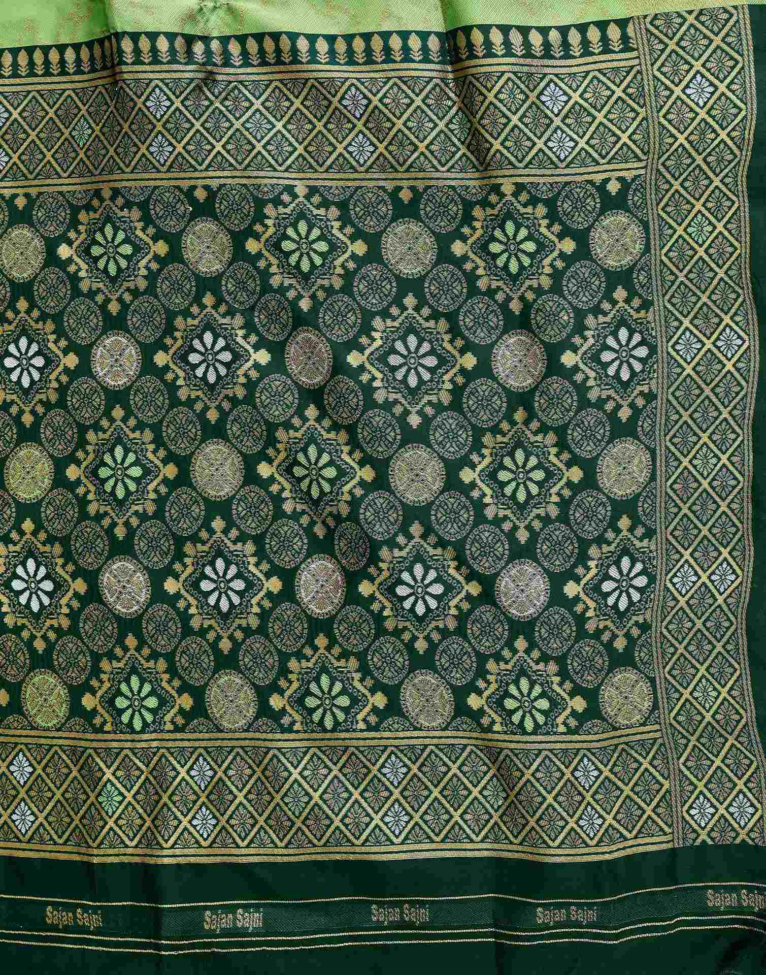 Pista Green Silk Woven Banarasi Saree - Image 7