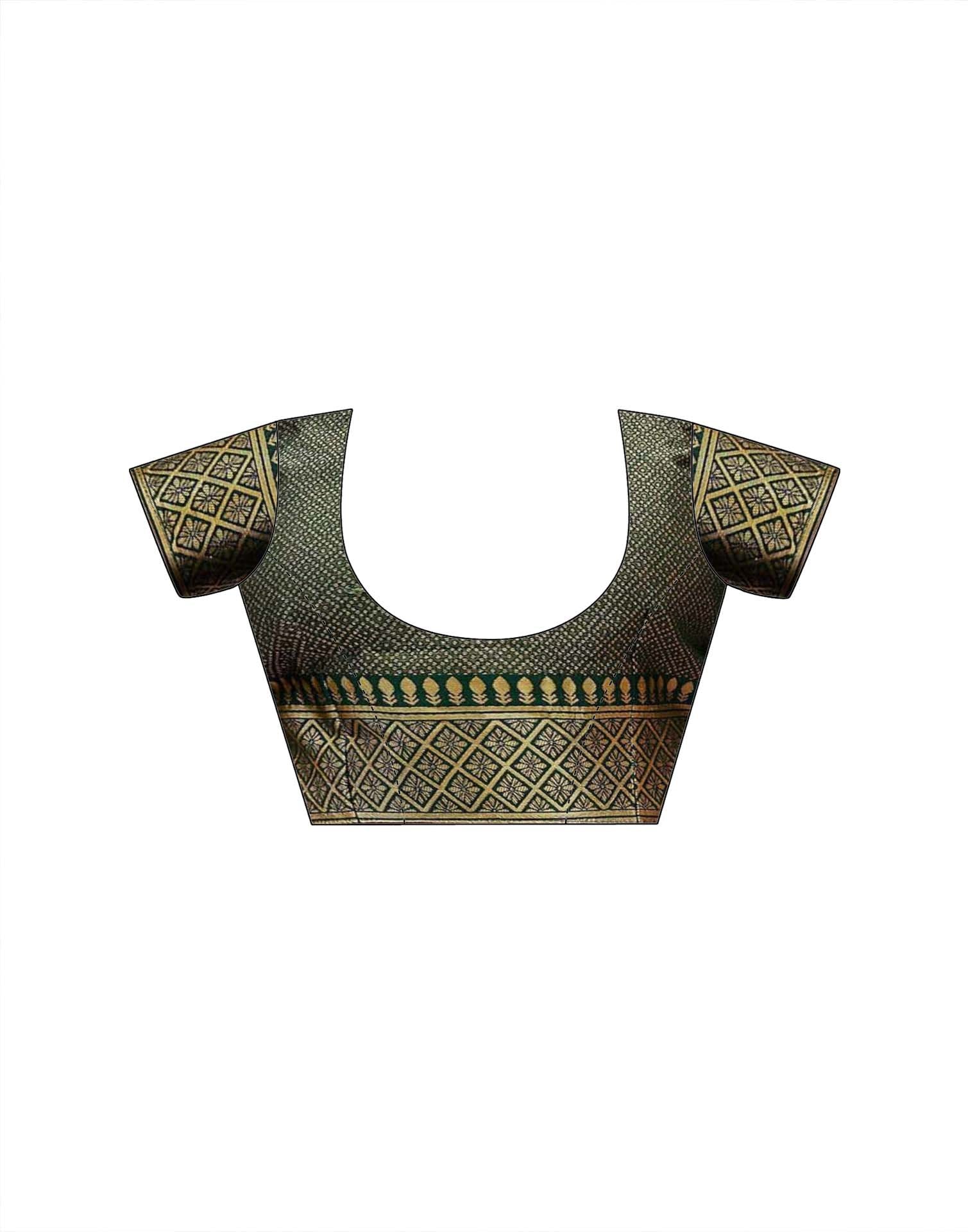 Pista Green Silk Woven Banarasi Saree - Image 9
