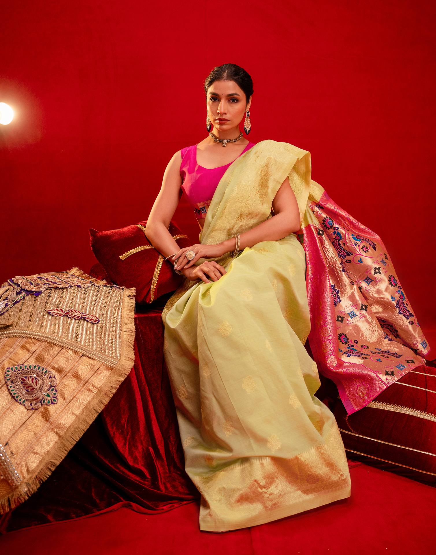 Pista Green Silk Woven Paithani Saree - Image 9