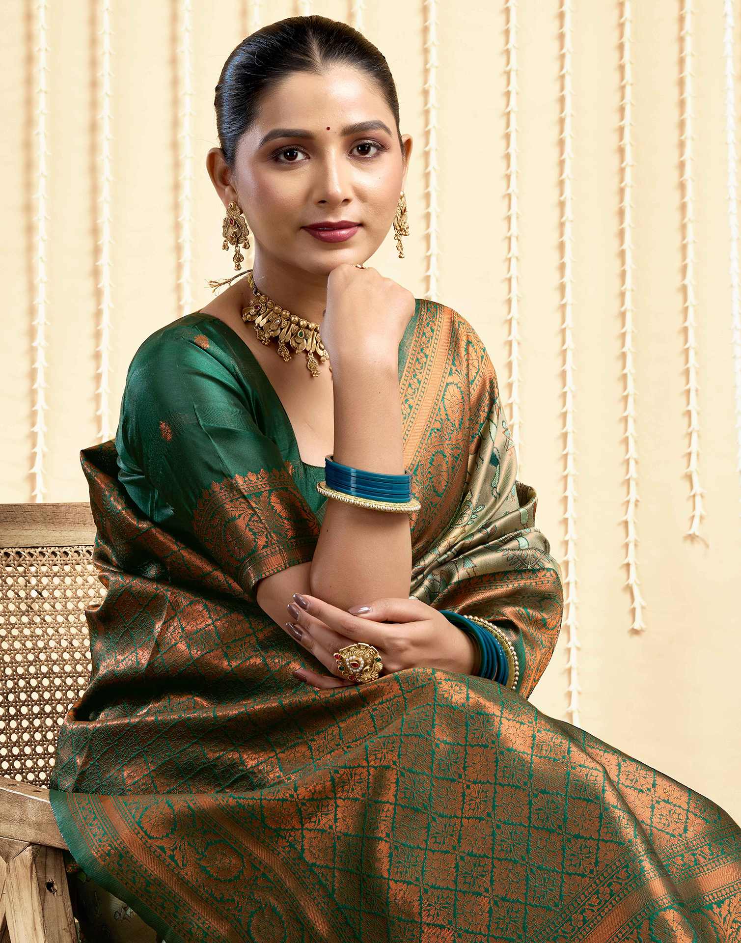 Pista Green Silk Woven Banarasi Saree - Image 2