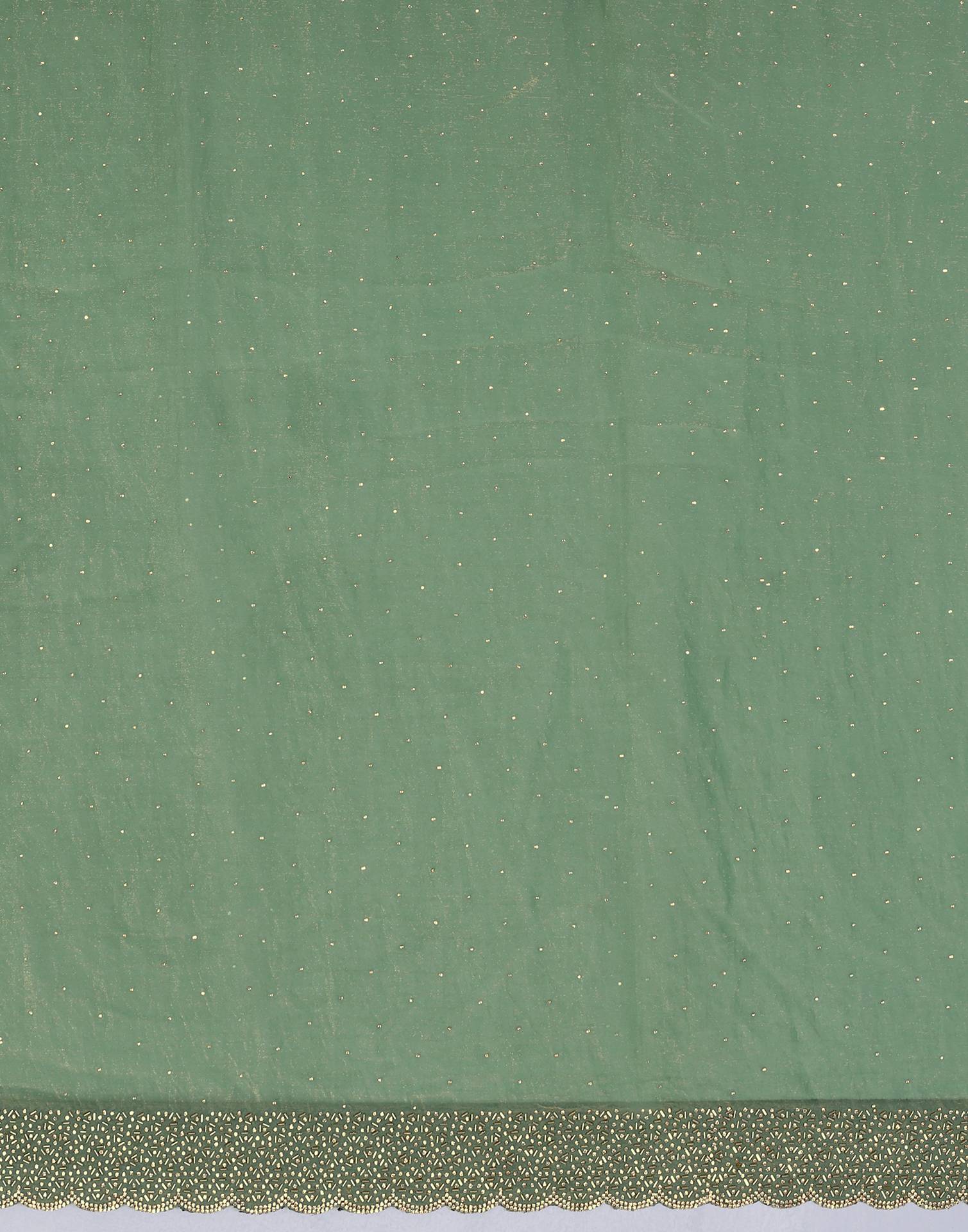 Pista Green Tissue Silk Stone Work Swarovski Saree - Image 6