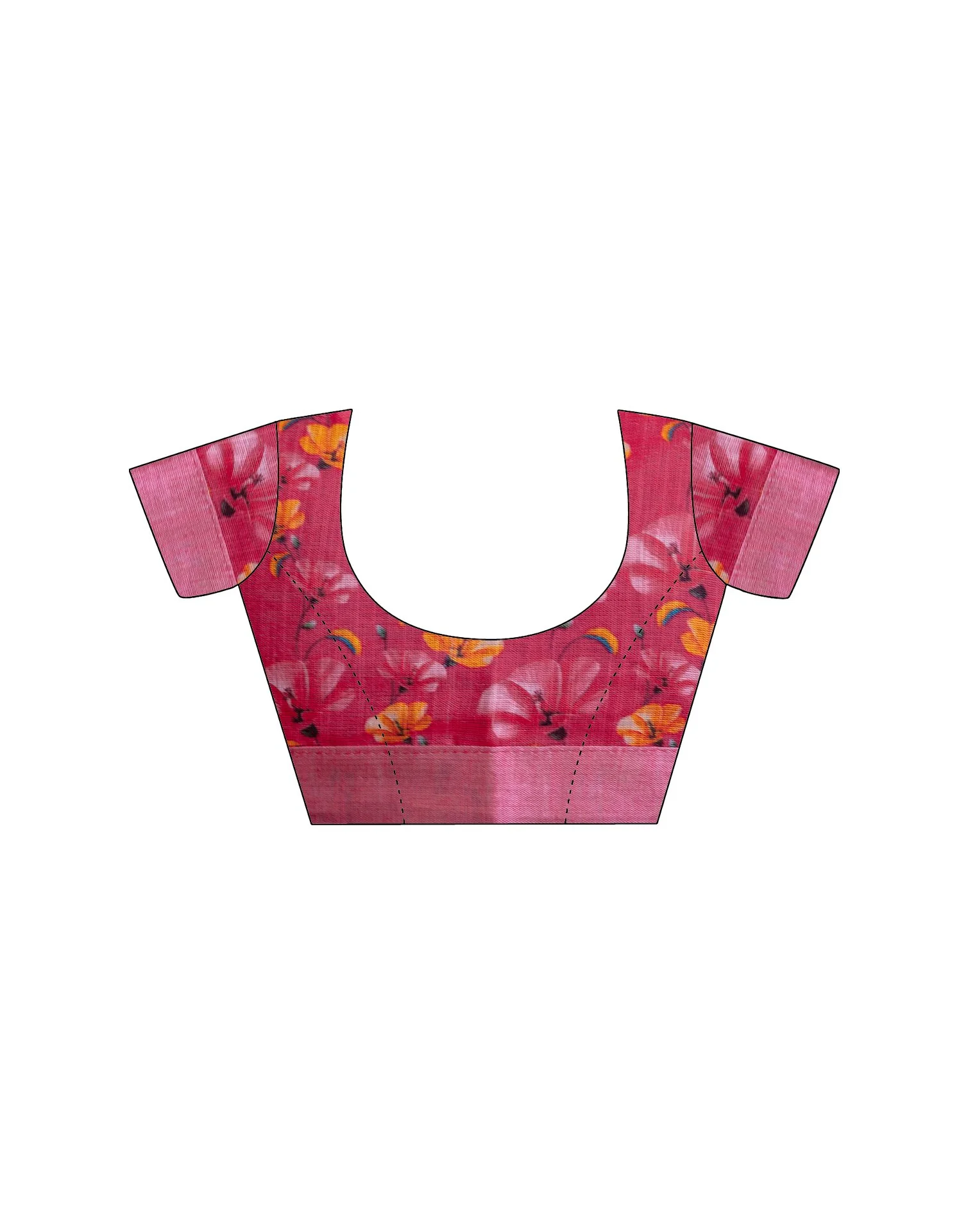 Punch Pink Linen Floral PrintedĀ Saree - Image 11