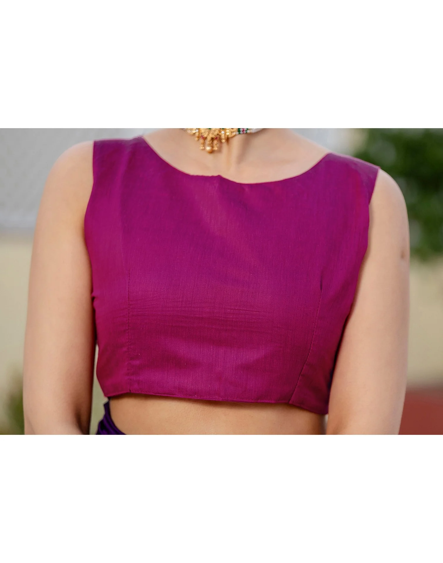 Purple Chanderi Cotton Tassels Plain Saree - Image 12