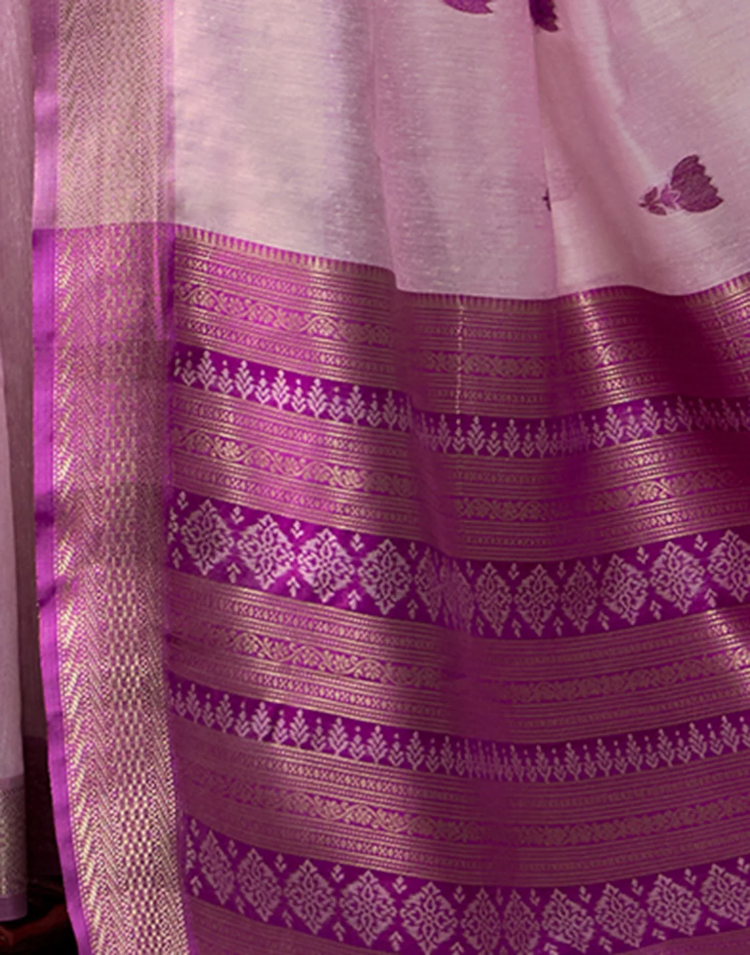 Purple Cotton Woven Saree - Image 6