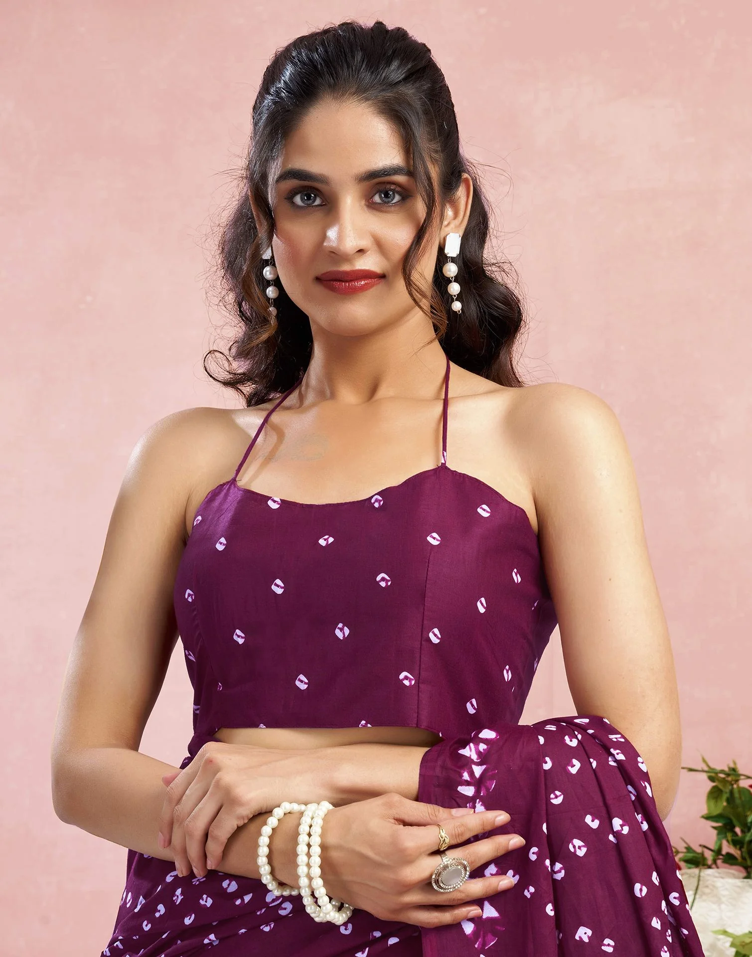 Purple Cotton Printed Saree - Image 9