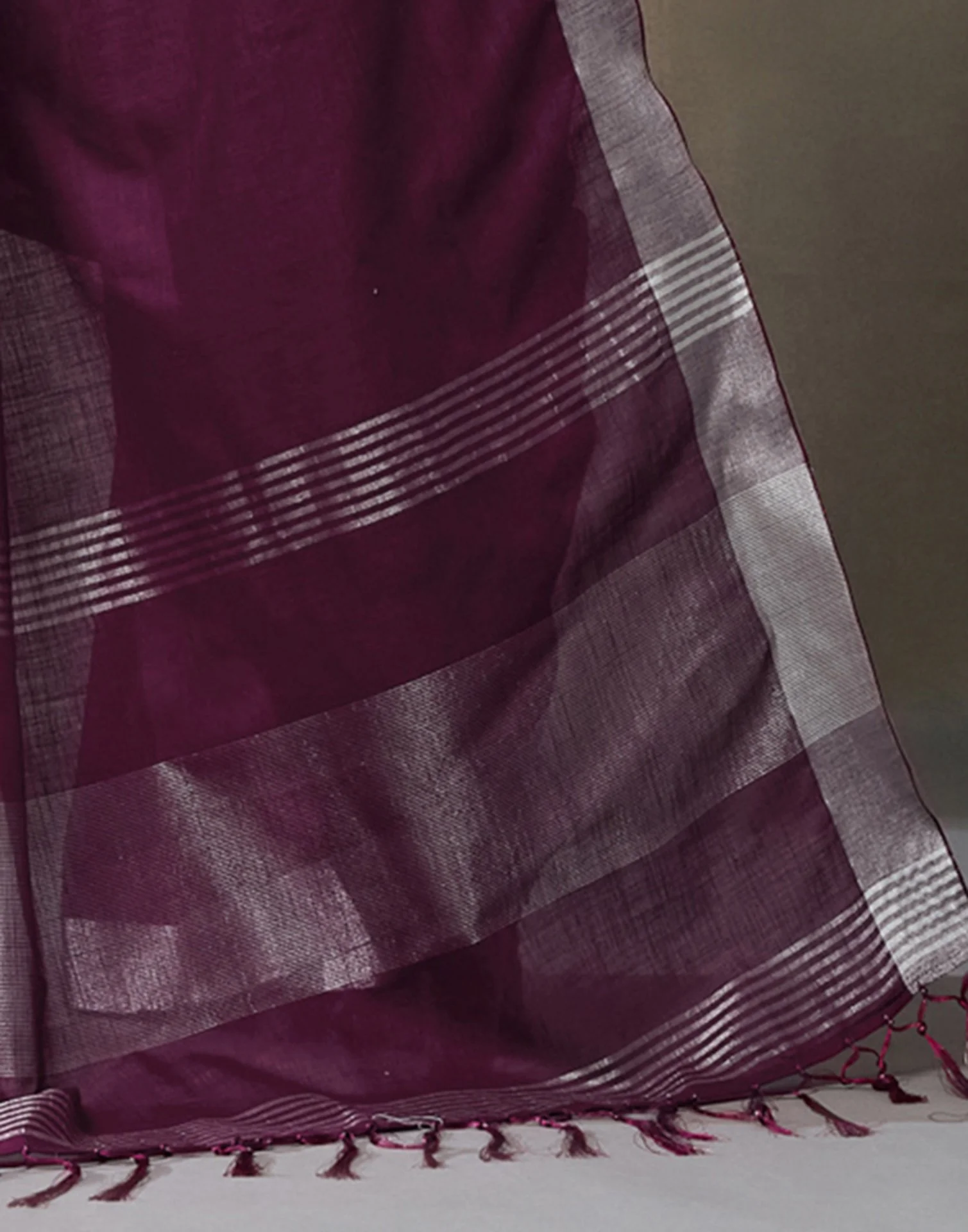 Purple Cotton Woven Saree - Image 9