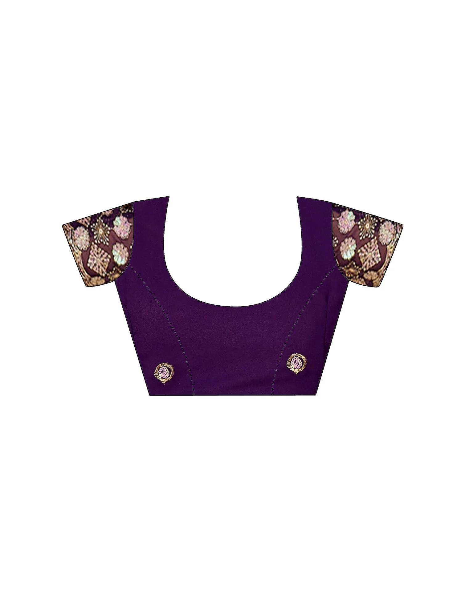 Purple Georgette Foil Printed Saree - Image 10