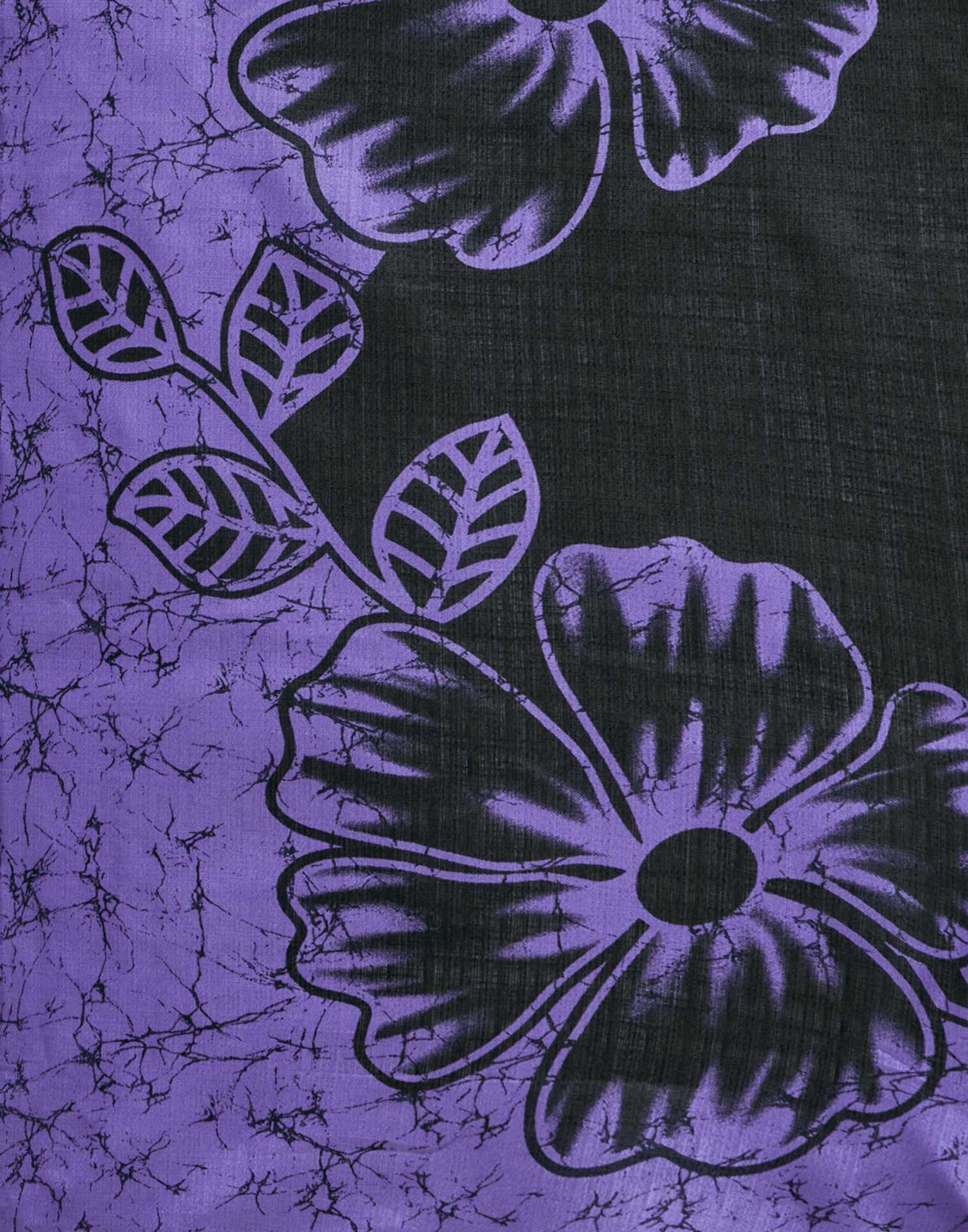 Purple Khadi Floral Printed Saree - Image 8