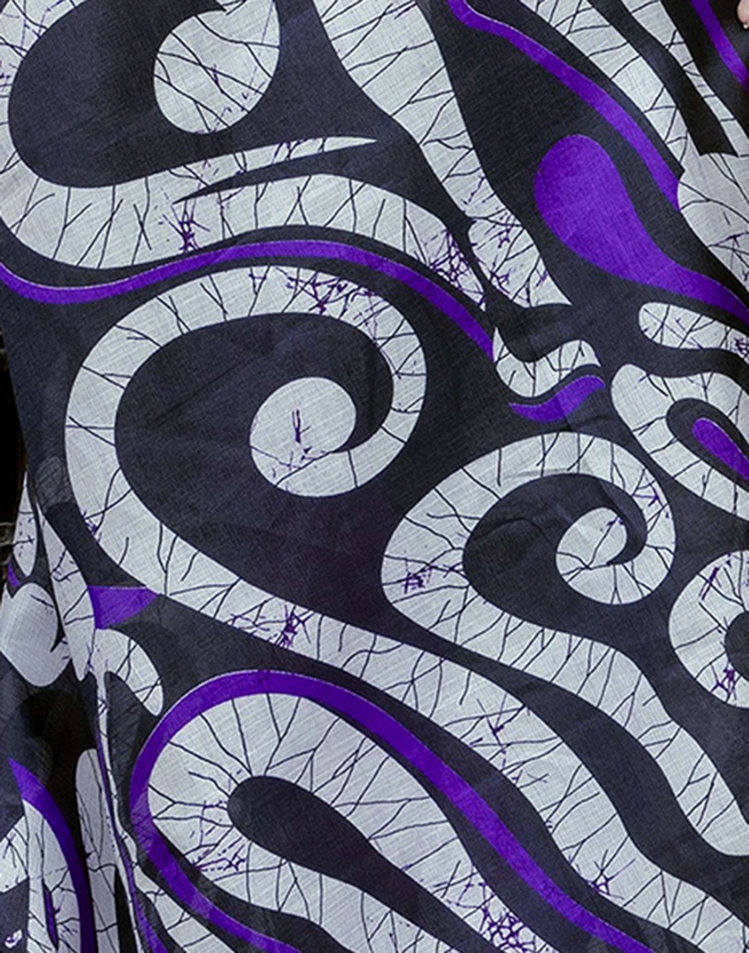Purple Khadi Printed Saree - Image 12