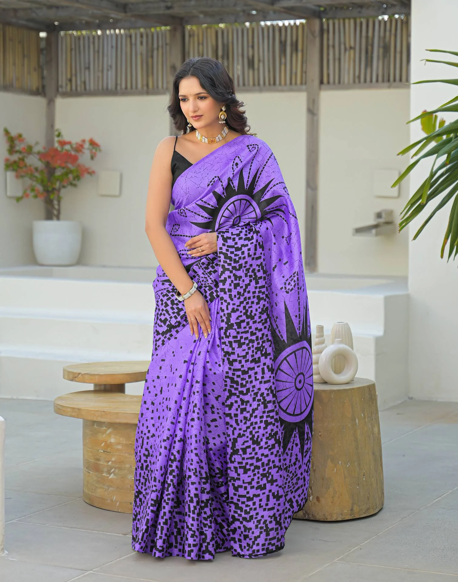 Purple Khadi Printed Saree