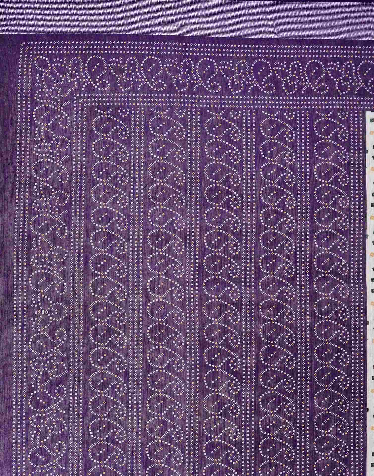 Purple Linen Bandhani Printed Saree - Image 8