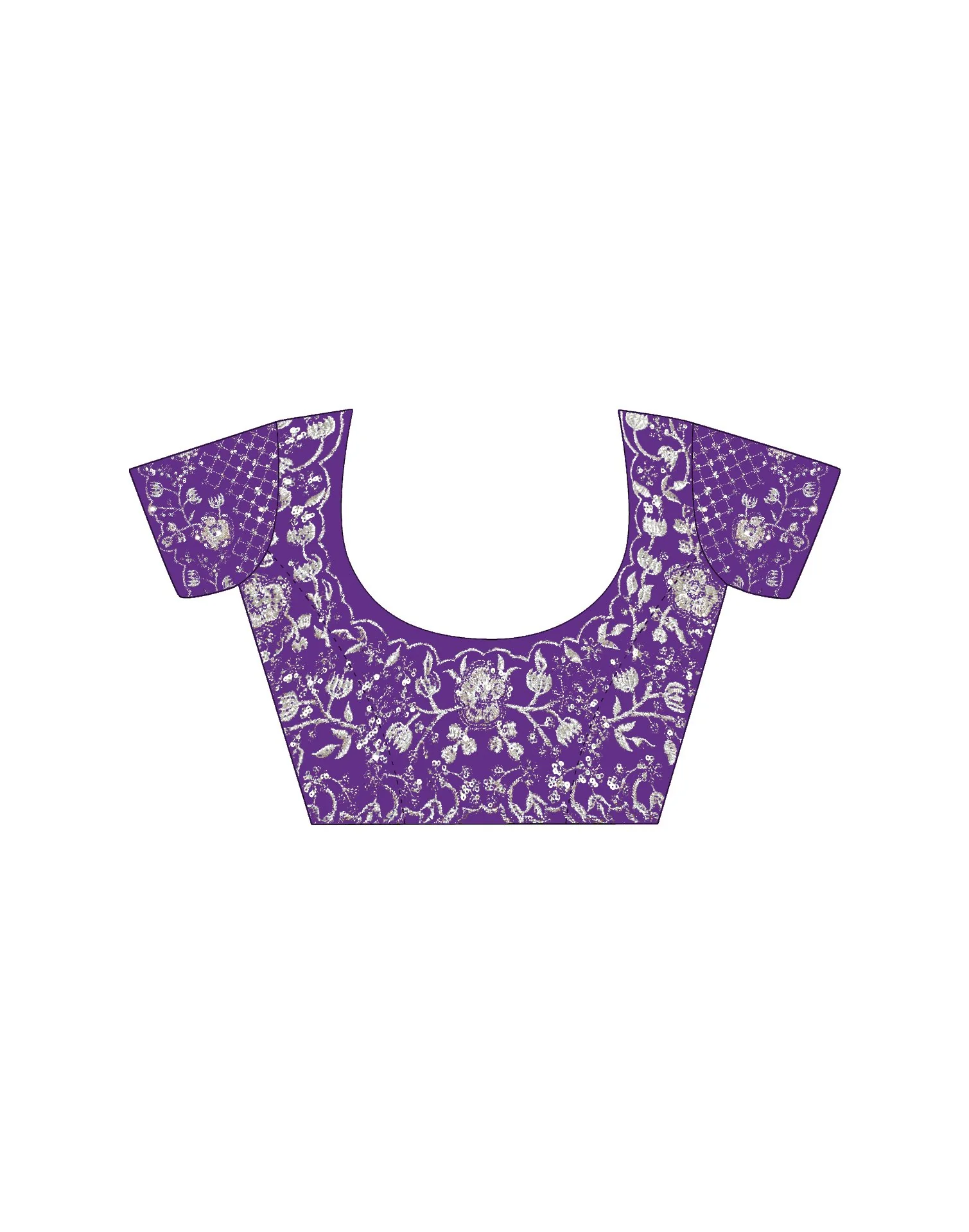 Purple Organza Embroidery Lace Saree - Image 9