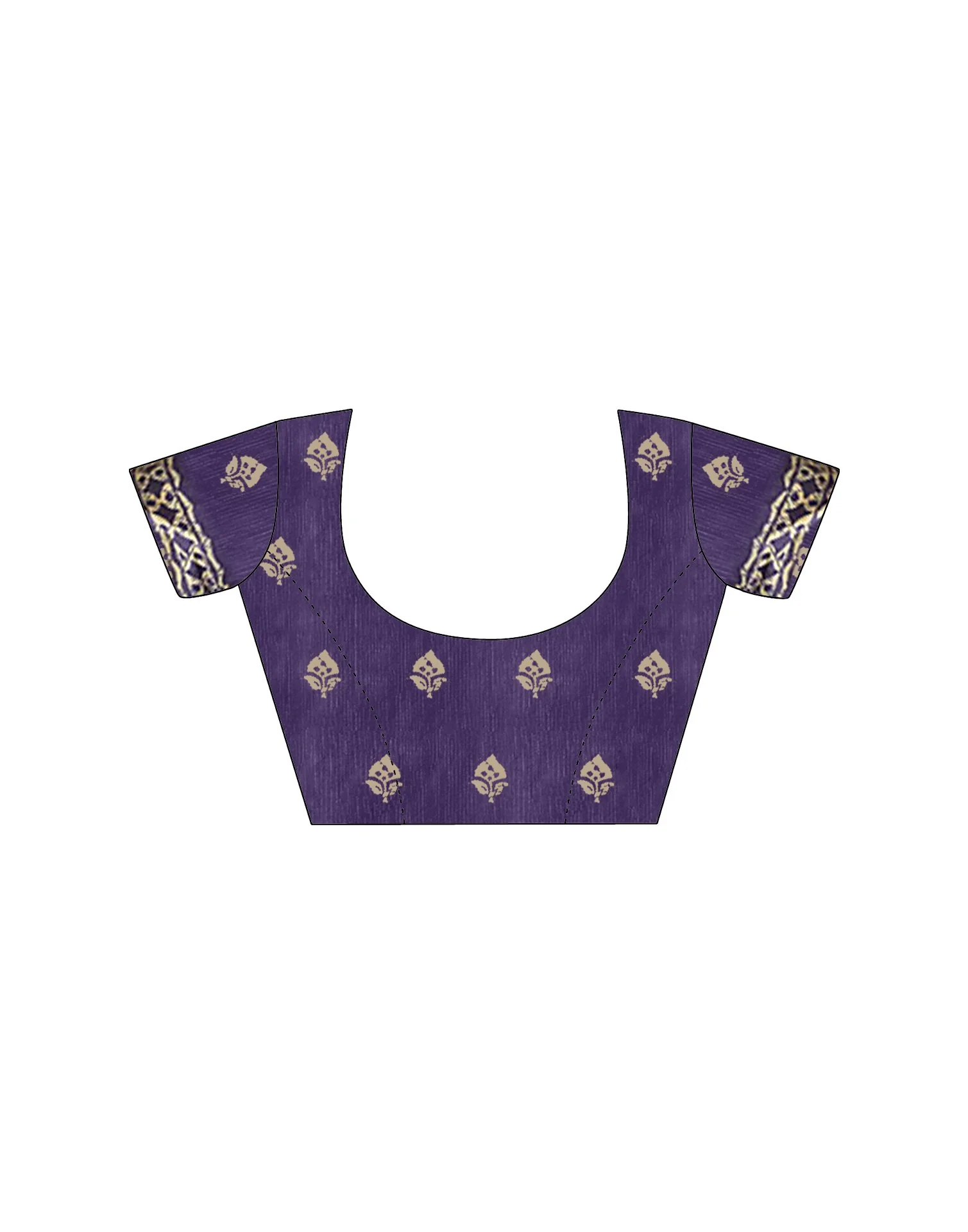 Purple Pure Cotton Printed Saree - Image 7