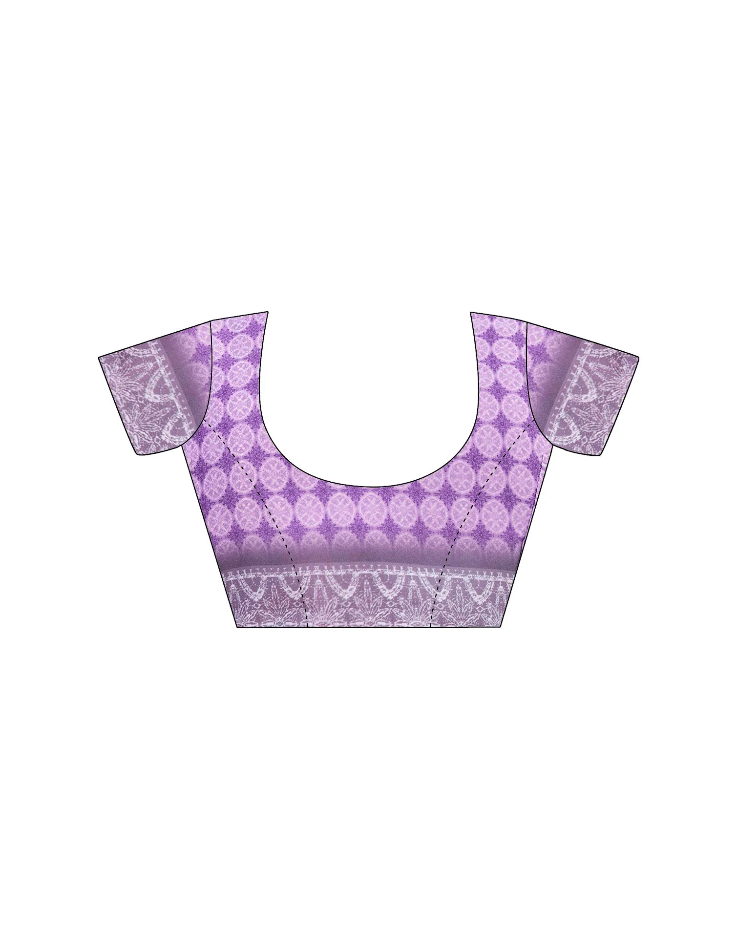 Purple Satin Printed Saree - Image 11
