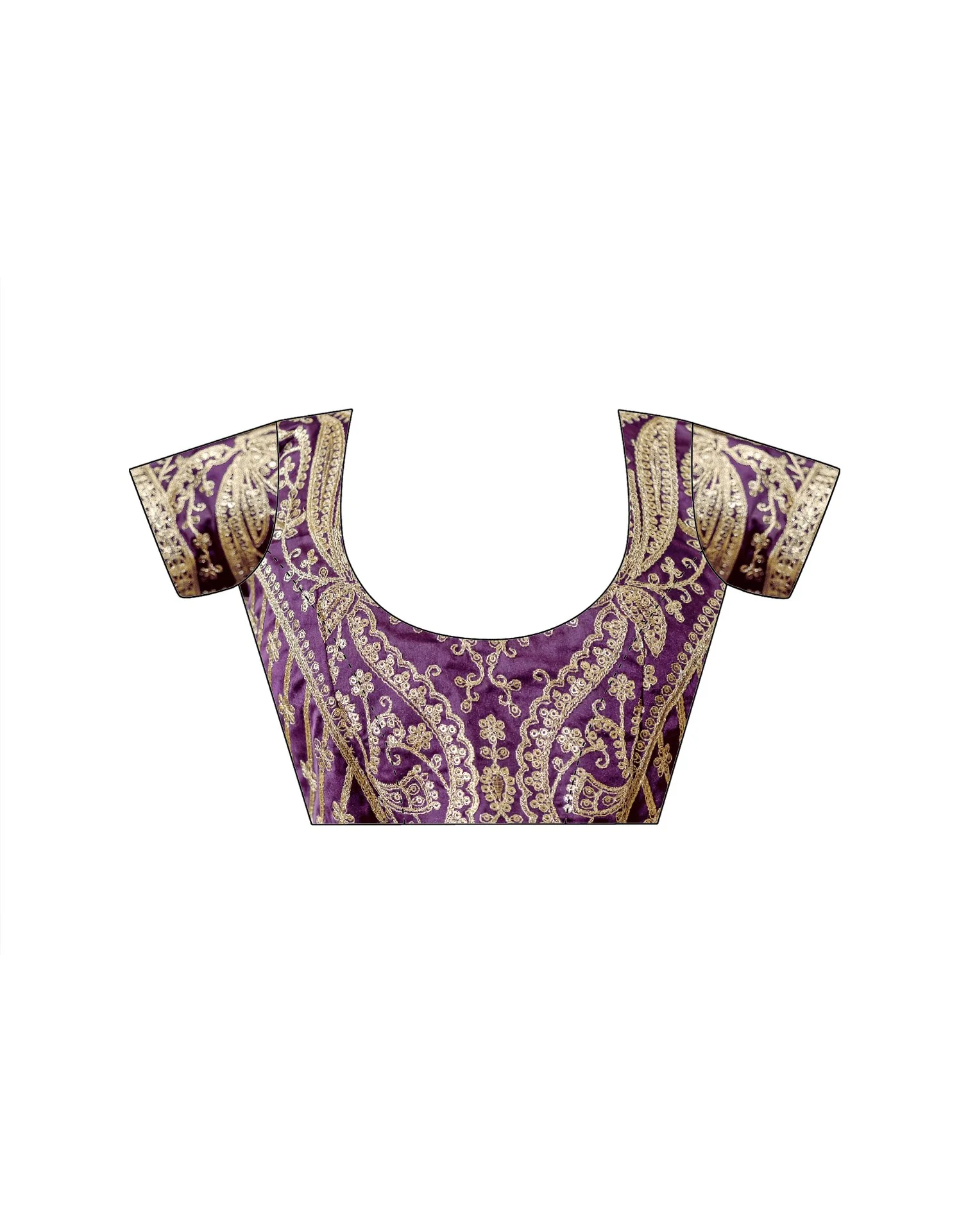 Purple Shimmer Chiffon Lace Saree - Image 12