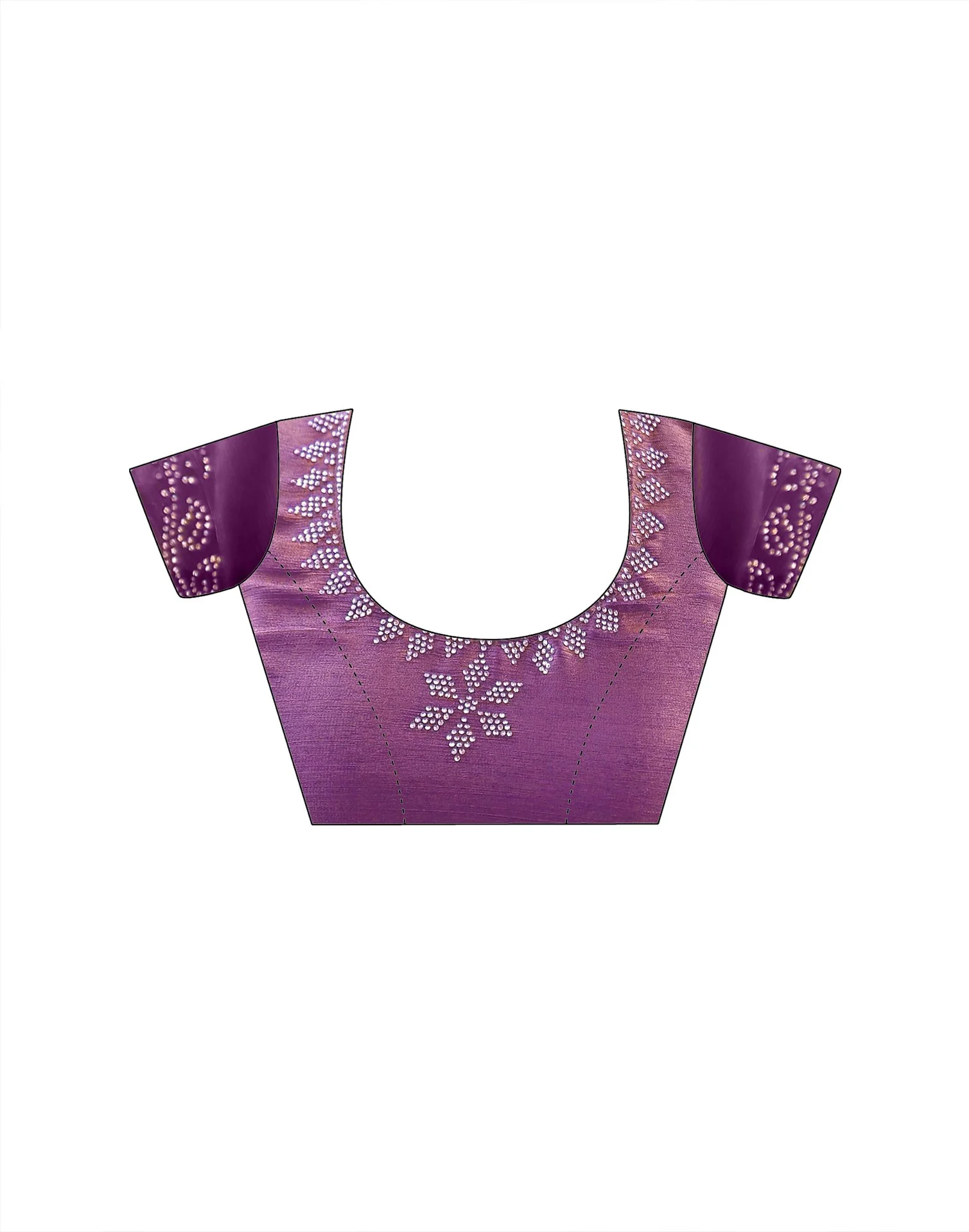 Purple Shimmer Chiffon Stone Work Swarovski saree - Image 12