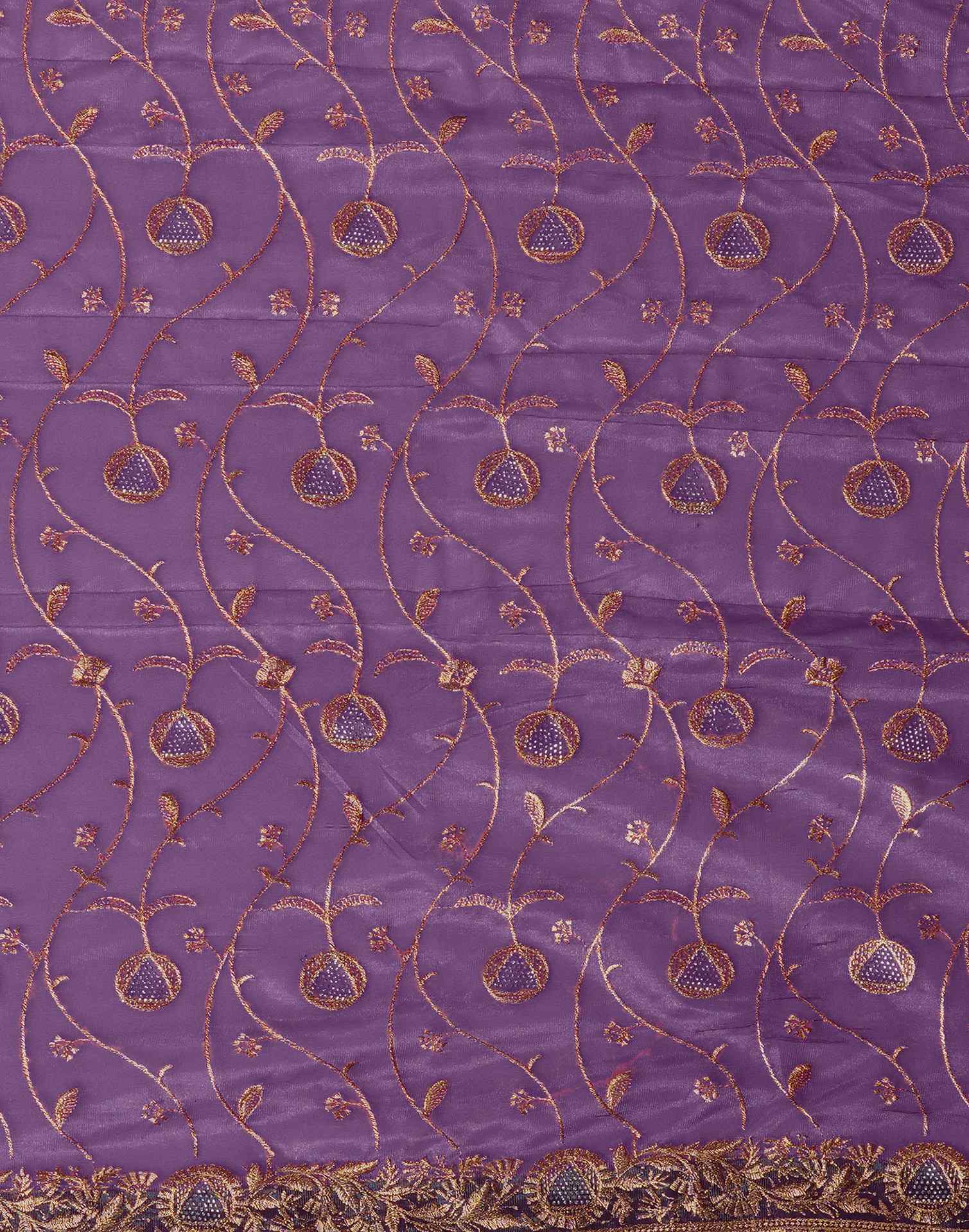 Purple Shimmer Embroidery Saree - Image 10