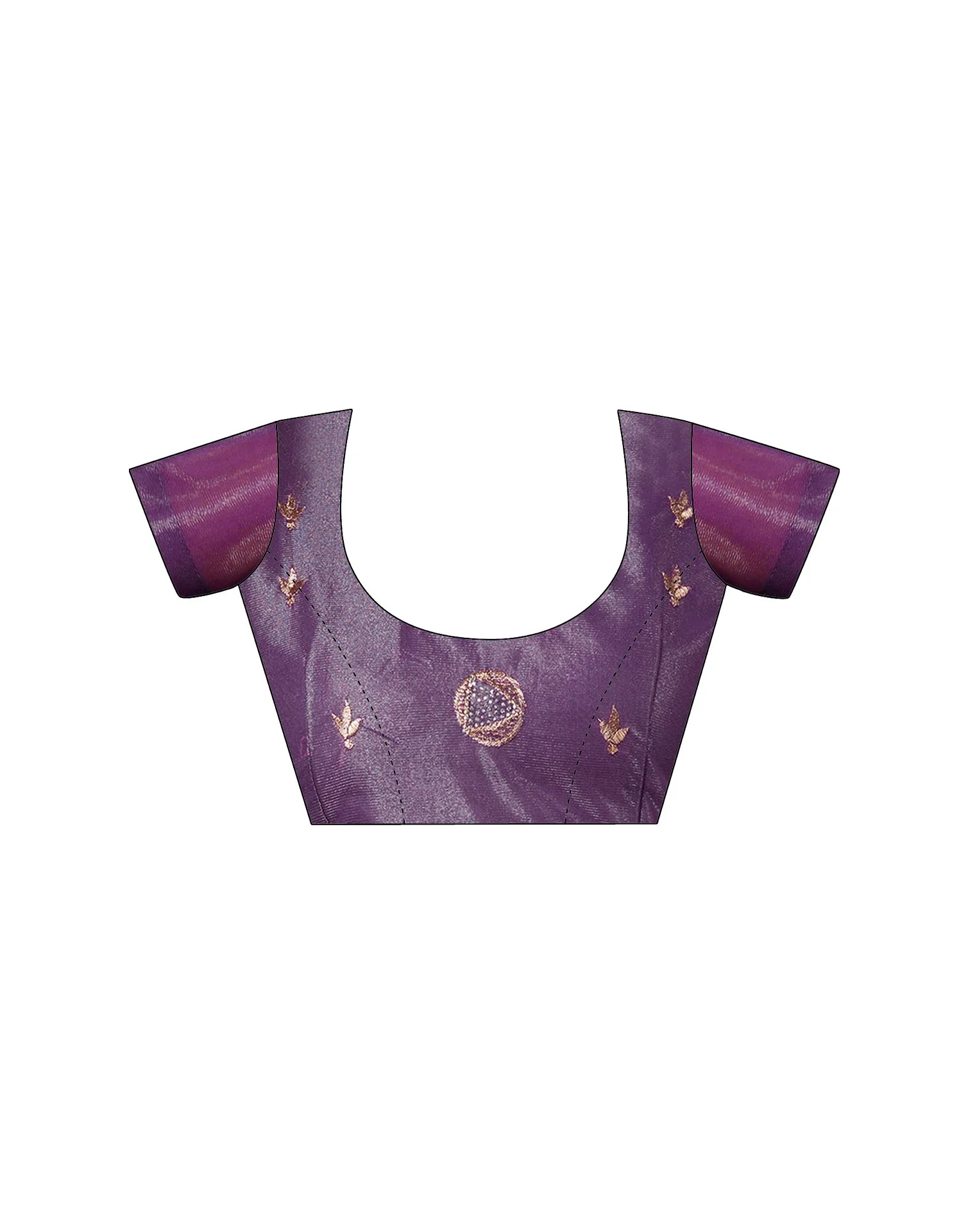 Purple Shimmer Embroidery Saree - Image 11