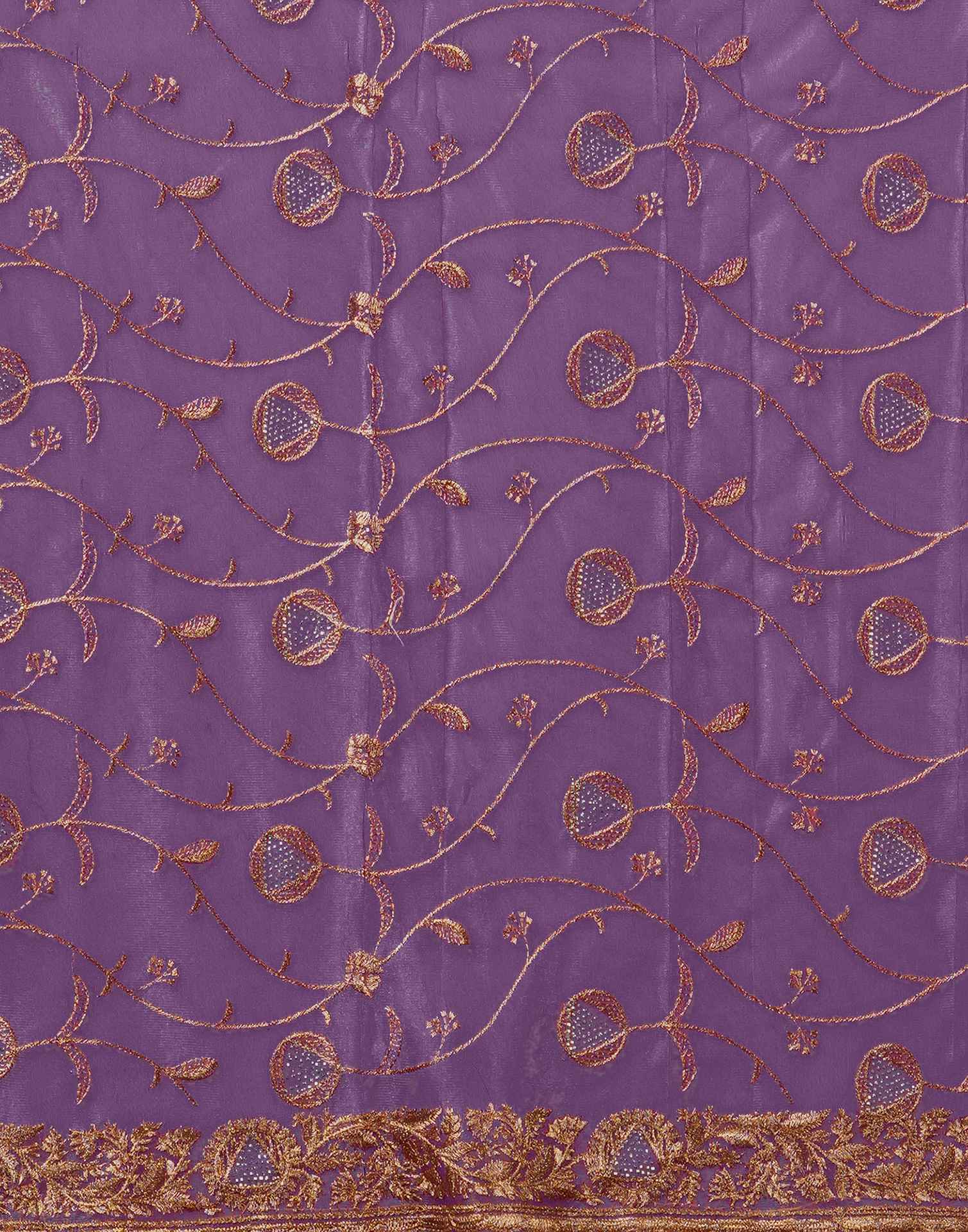 Purple Shimmer Embroidery Saree - Image 9