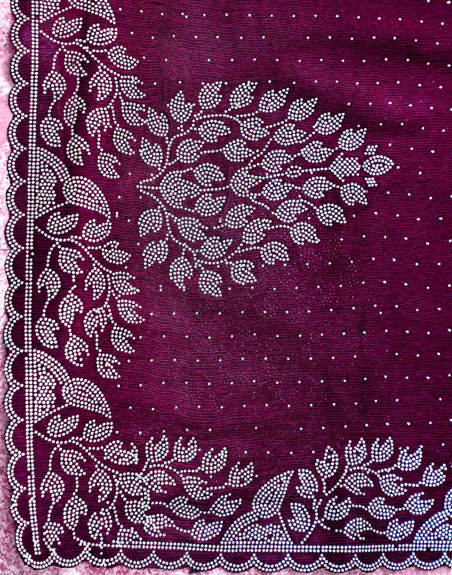 Purple Shimmer Stone Work Swarovski Saree - Image 7