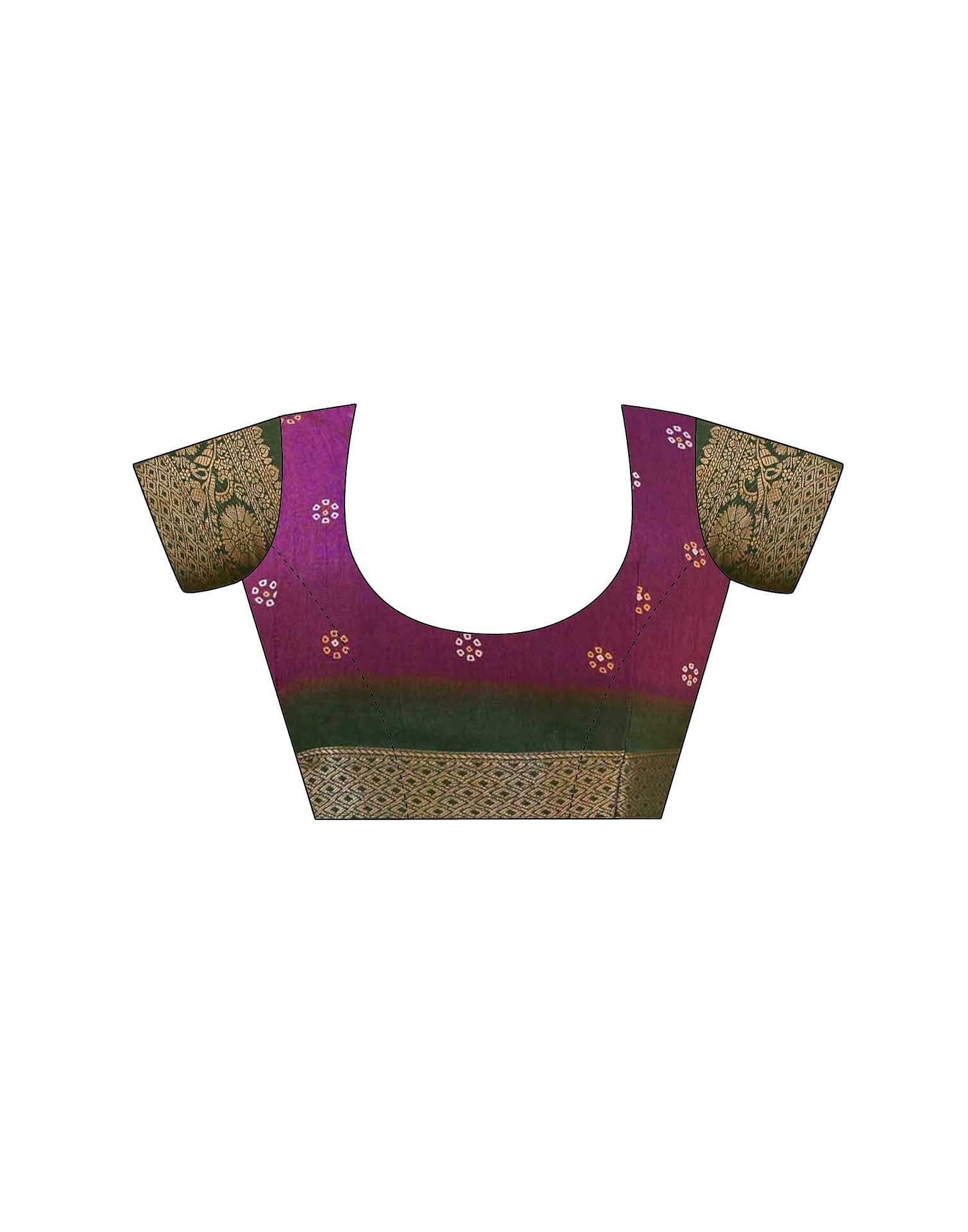 Purple Silk Printed Bandhani Saree - Image 10