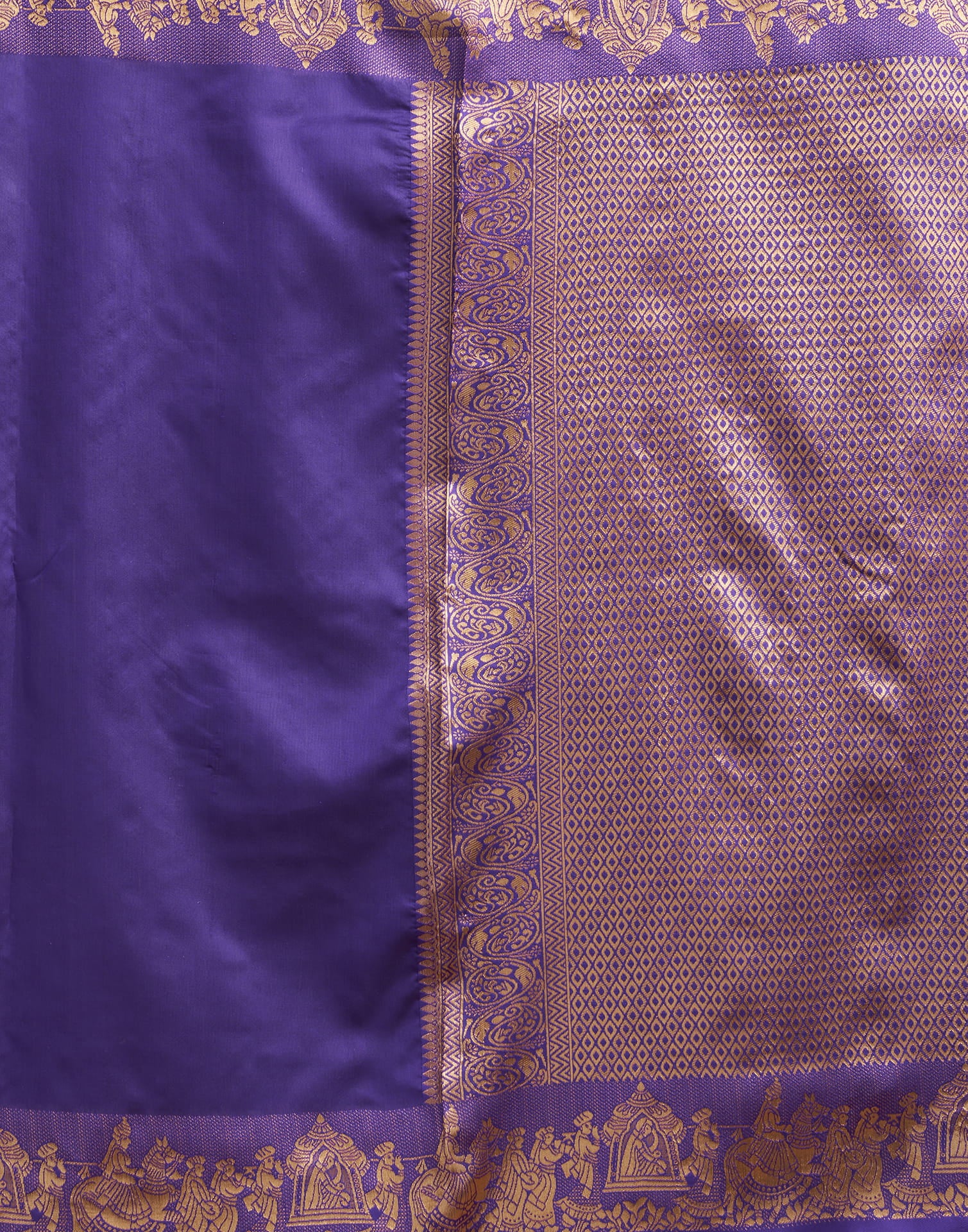 Purple Silk Woven Kanjivaram Saree - Image 10