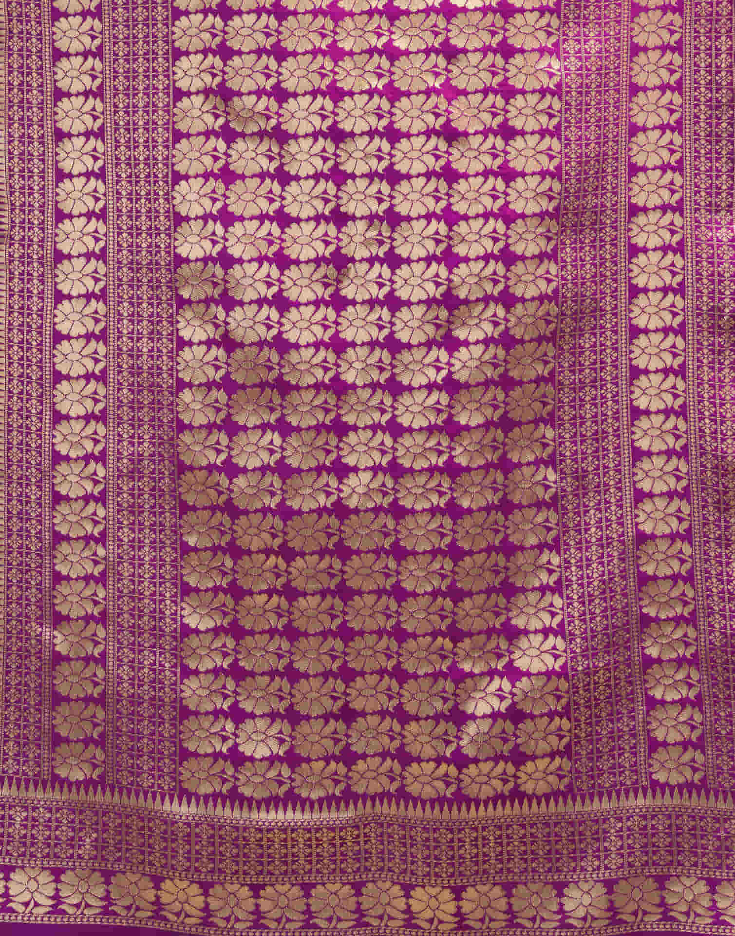 Purple Silk Blend Woven Banarasi Saree - Image 10