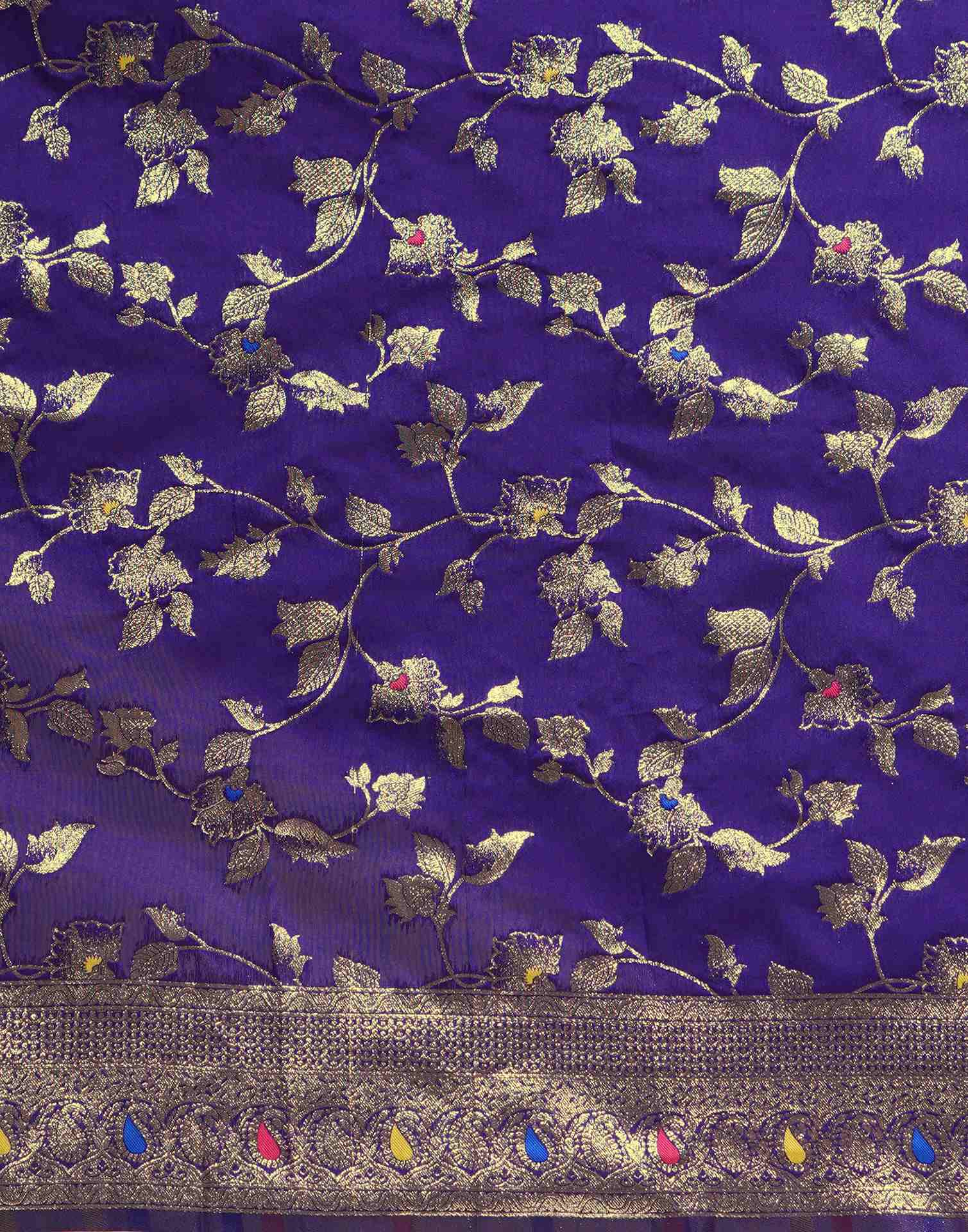 Purple Silk Woven Banarasi Saree - Image 8