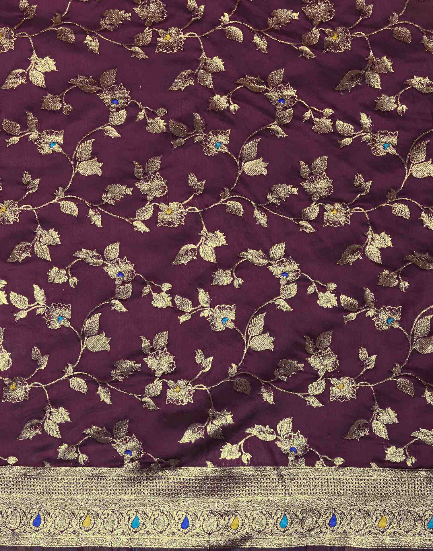 Purple Silk Woven Banarasi Saree - Image 8