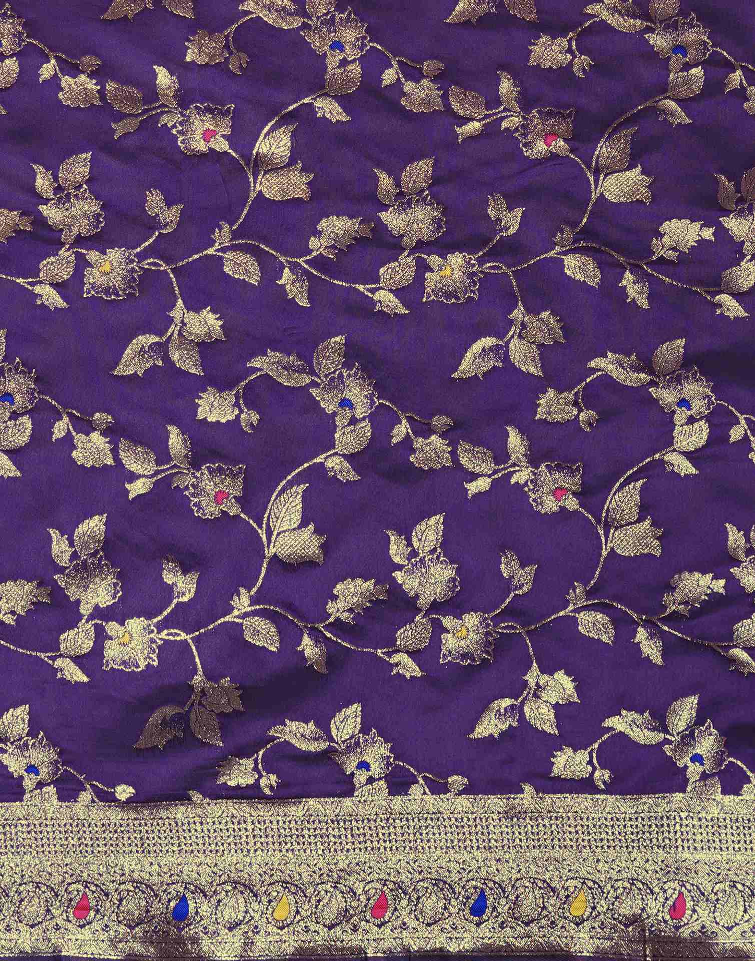 Purple Silk Woven Banarasi Saree - Image 8