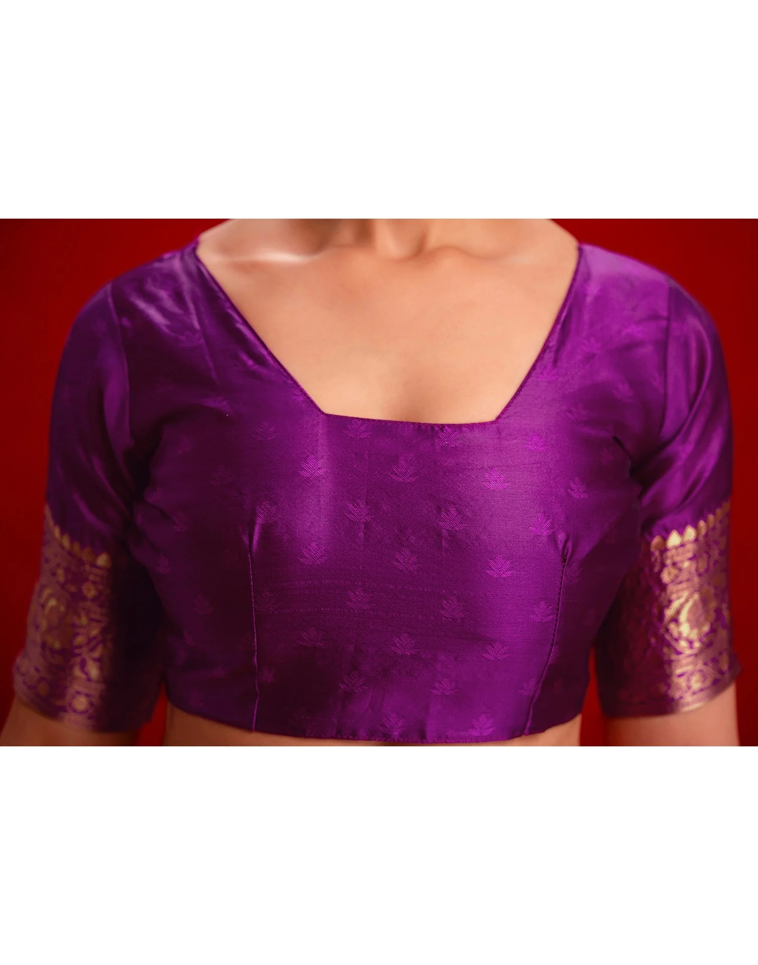 Purple Silk Woven Banarasi Saree - Image 11