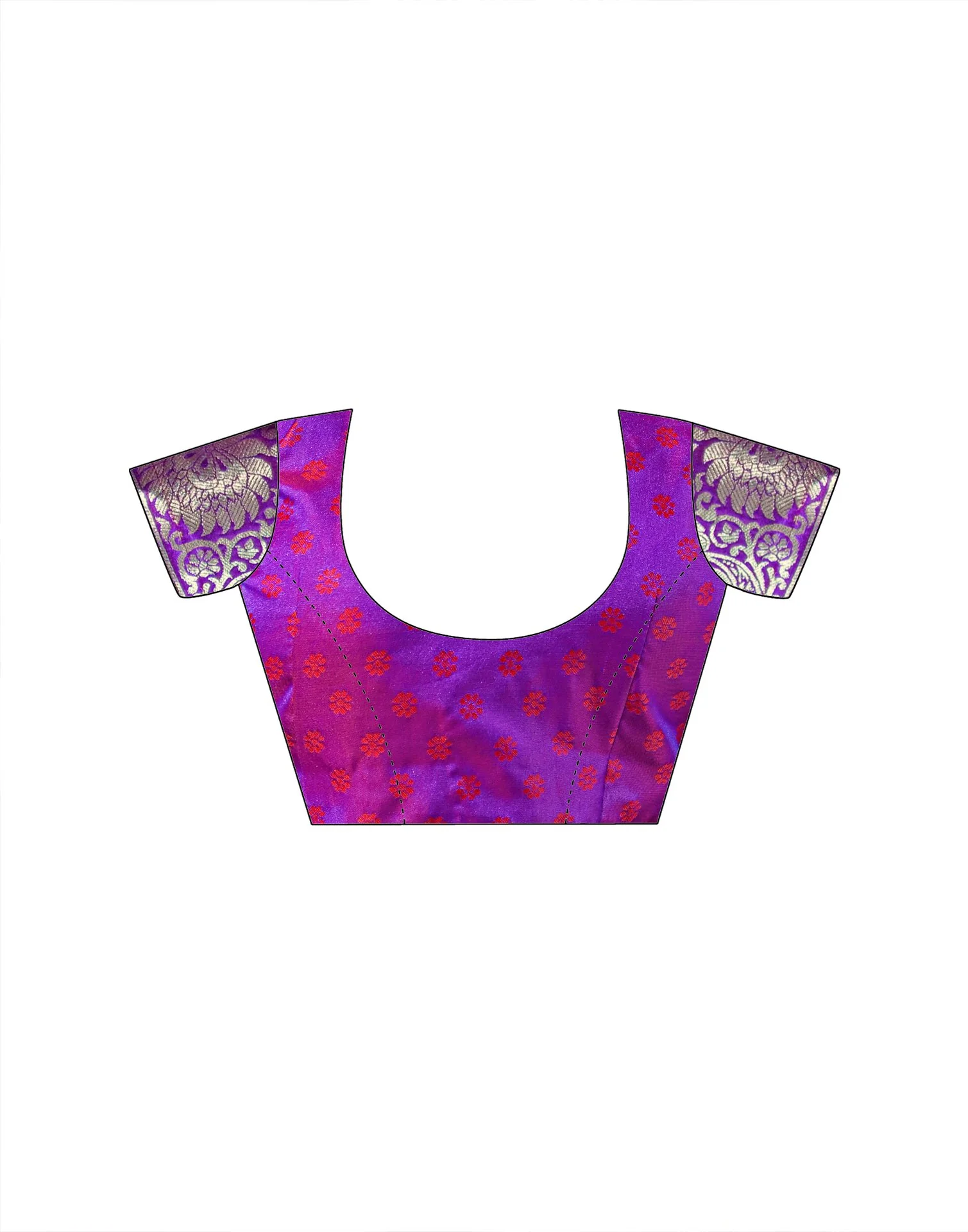 Purple Silk Woven Banarasi Saree - Image 14
