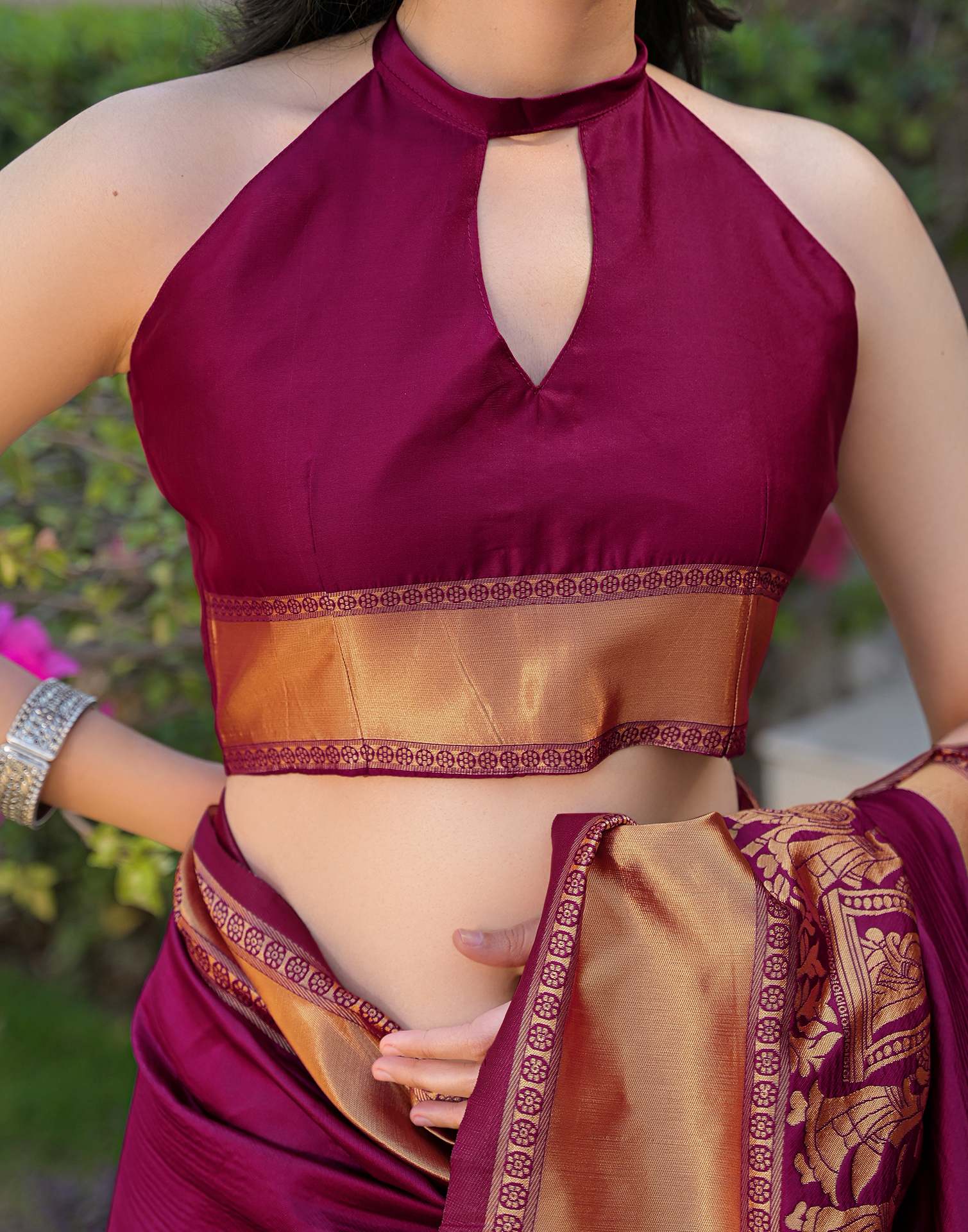 Purple Silk Woven Kanjivaram Saree - Image 8