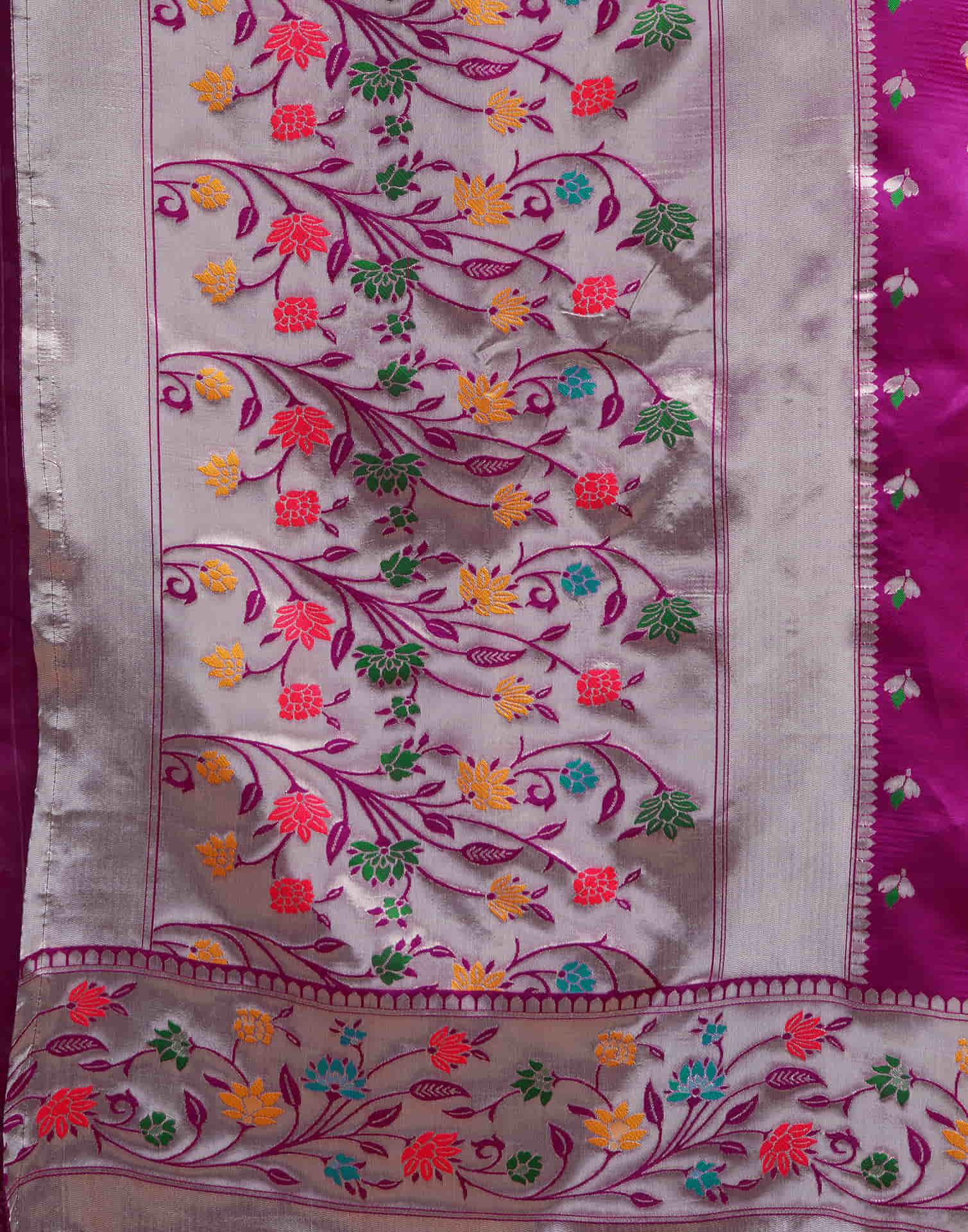 Purple Silk Woven Paithani Saree - Image 11