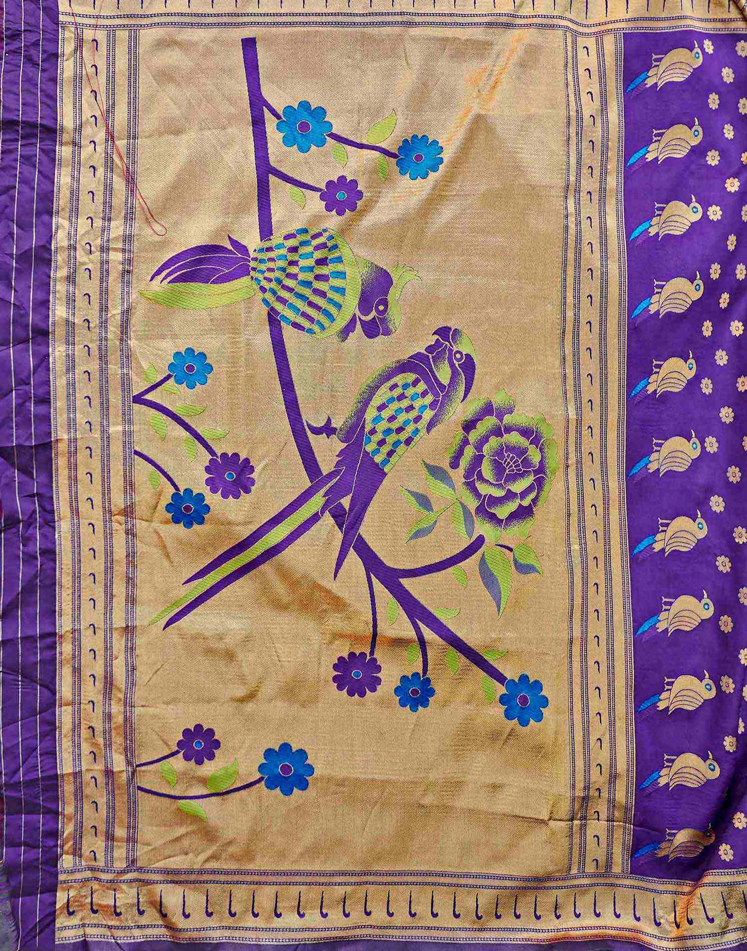 Purple Silk Woven Paithani Saree - Image 9