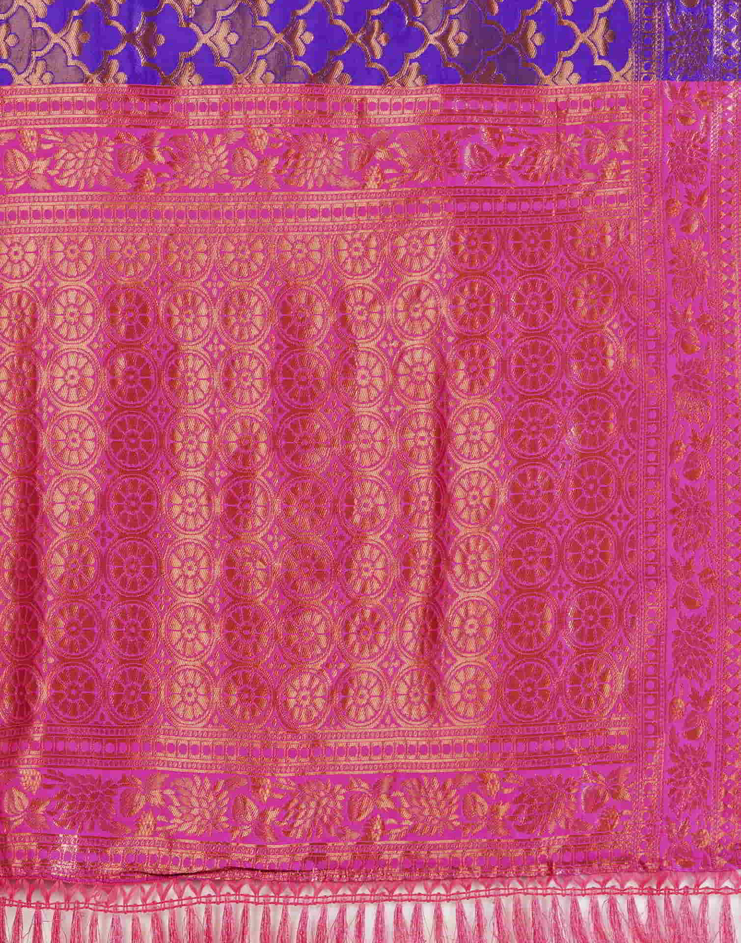 Violet Silk Woven Banarasi Saree - Image 7