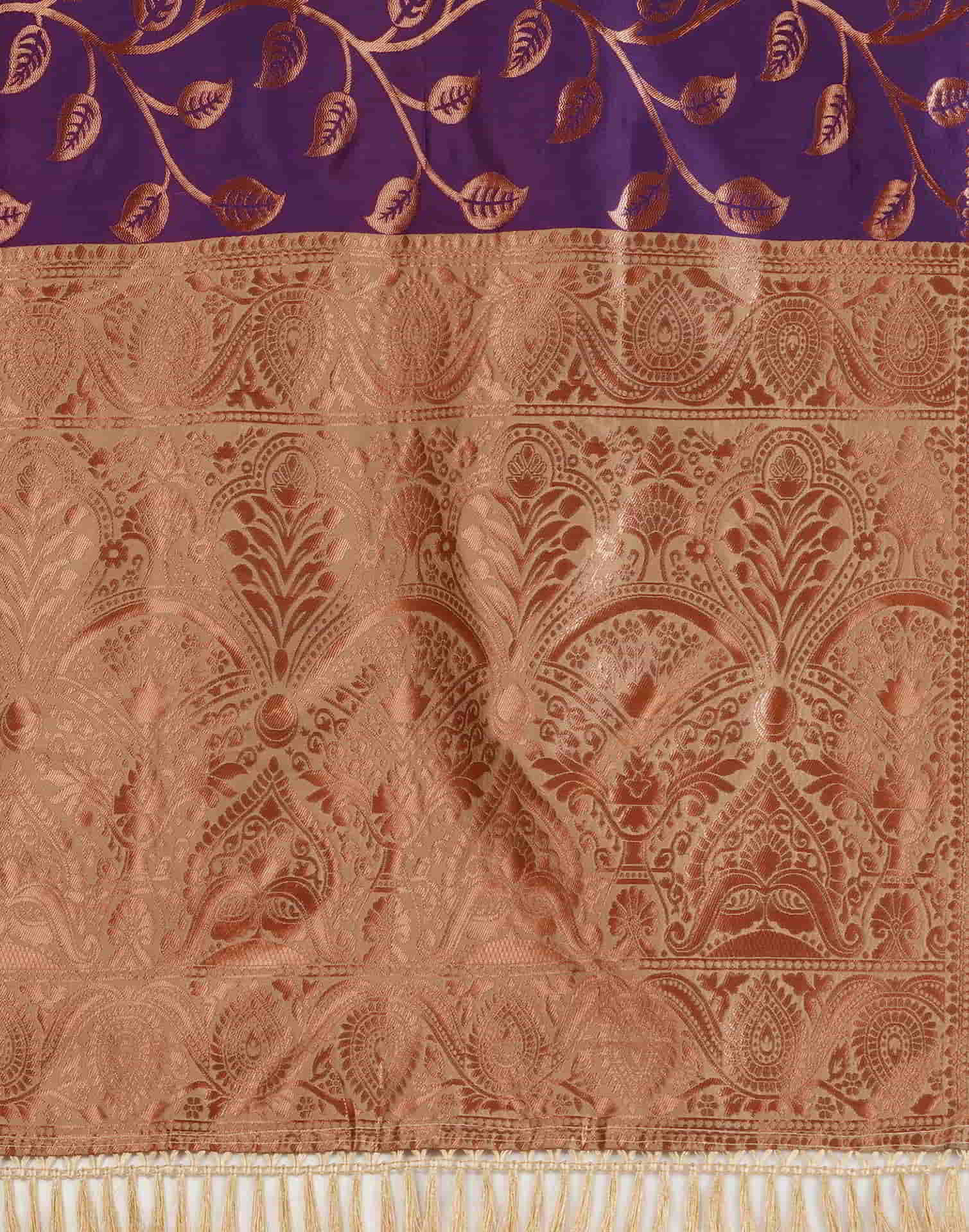 Dark Purple Silk Woven Banarasi Saree - Image 7