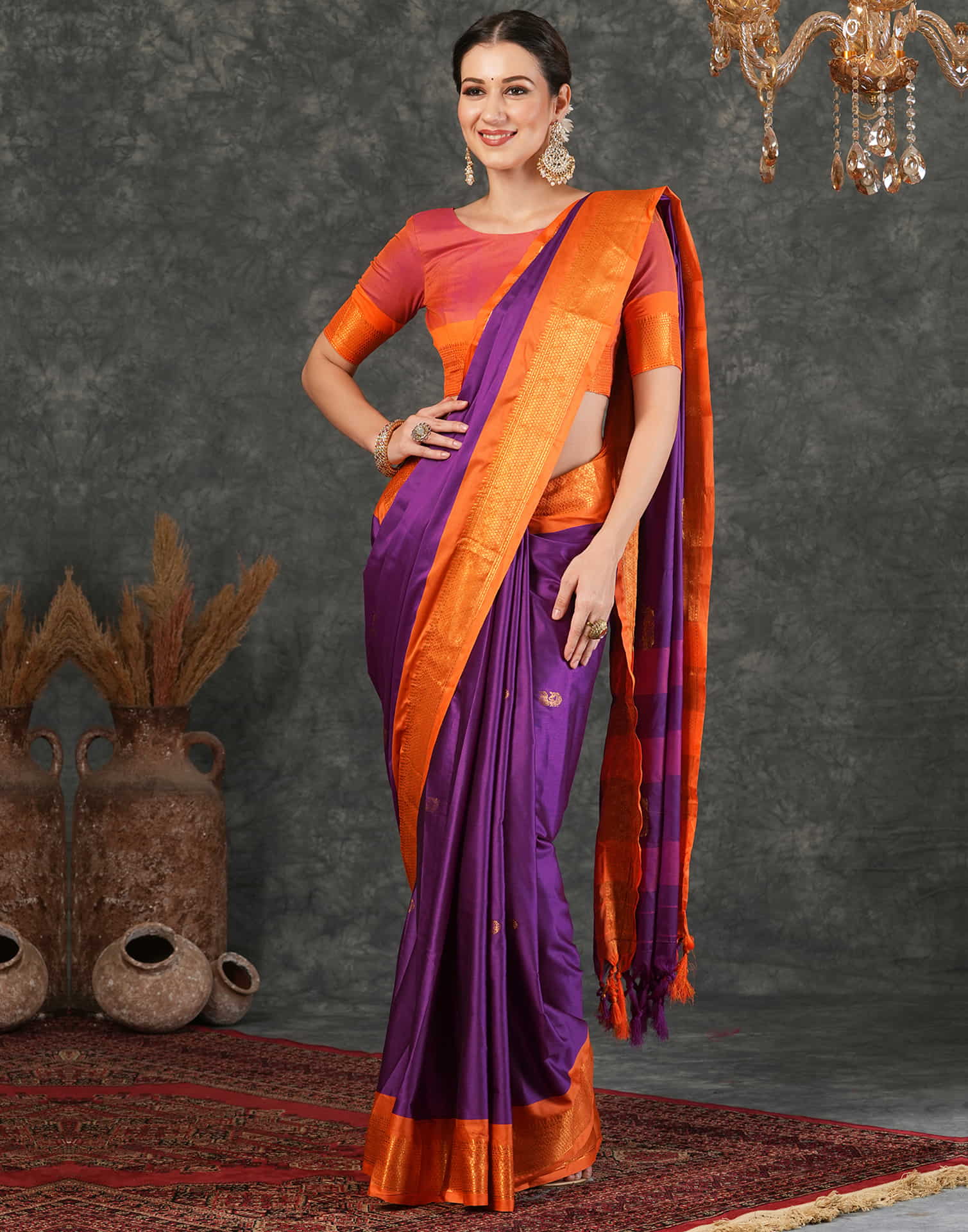 Purple Silk Woven Kanjivaram Saree
