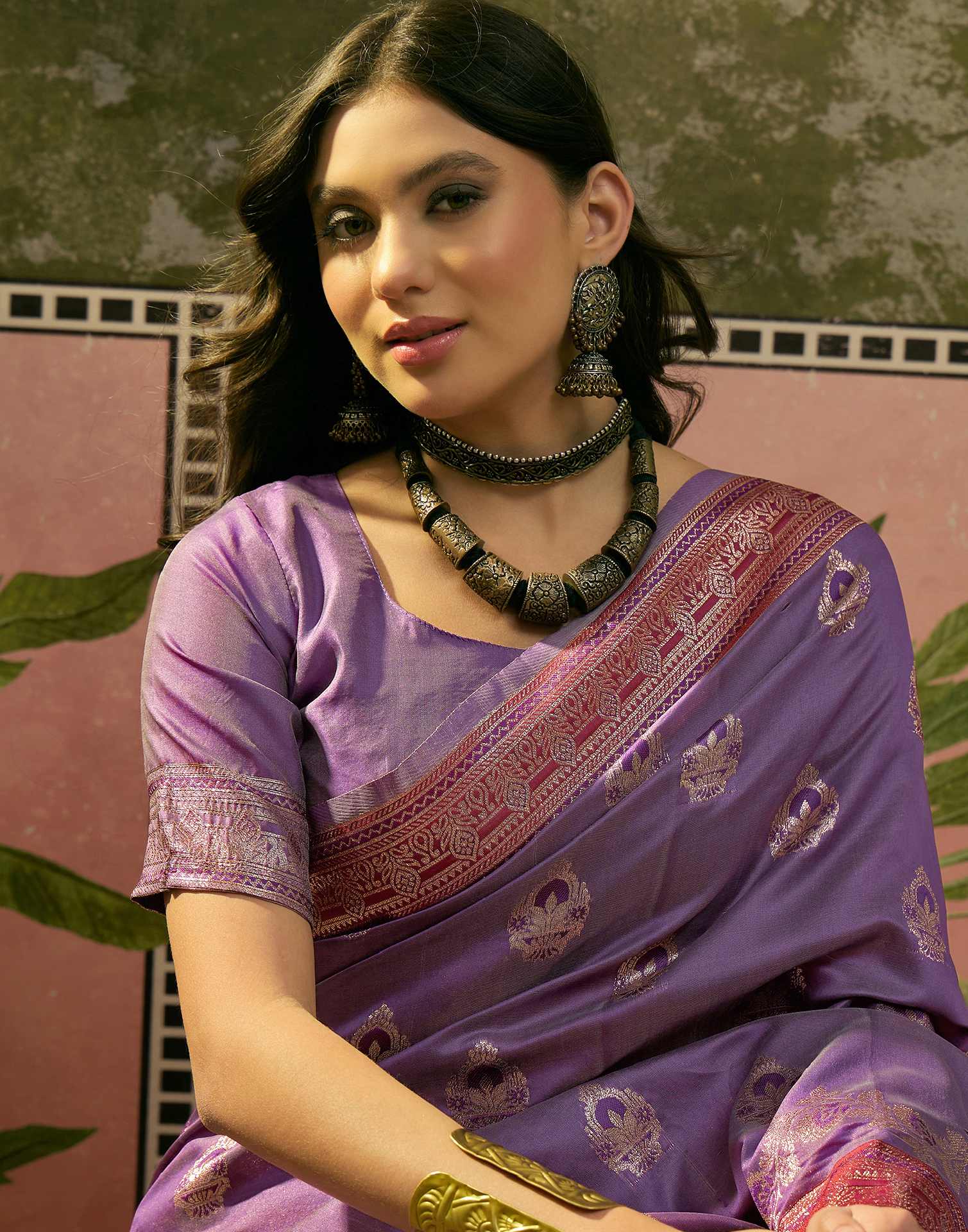 Purple Silk Woven Saree - Image 2