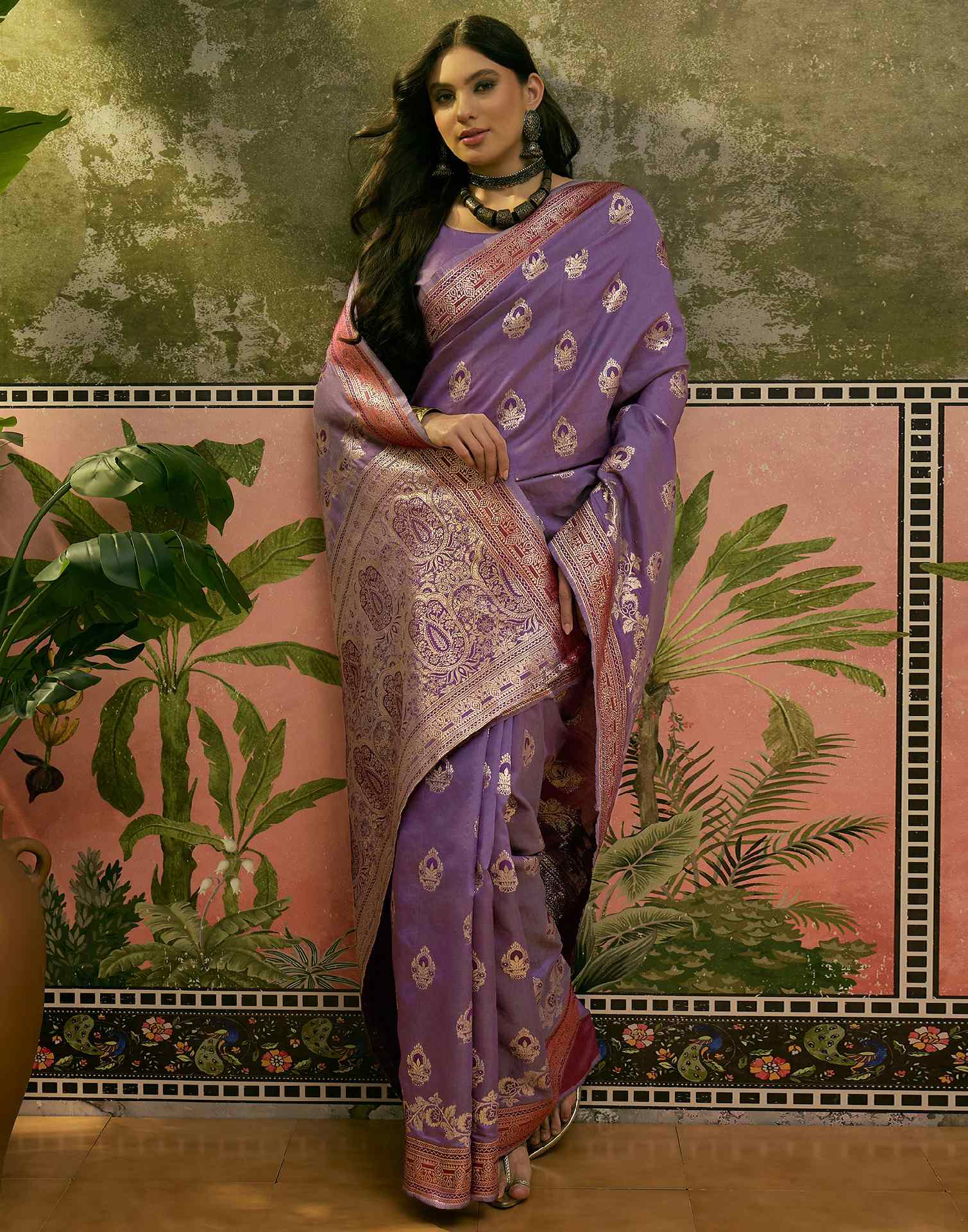 Purple Silk Woven Saree - Image 5