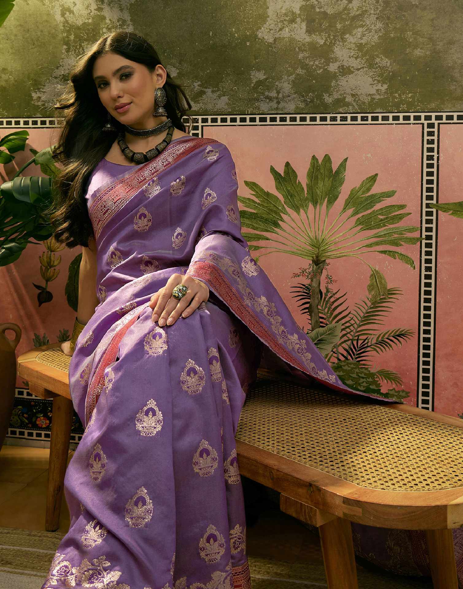Purple Silk Woven Saree - Image 7
