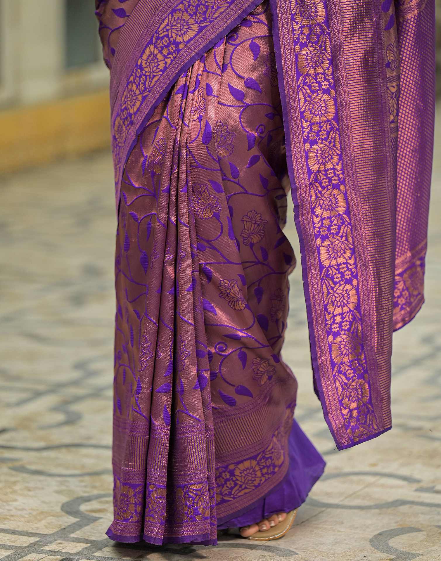 Purple Silk Woven Saree - Image 11