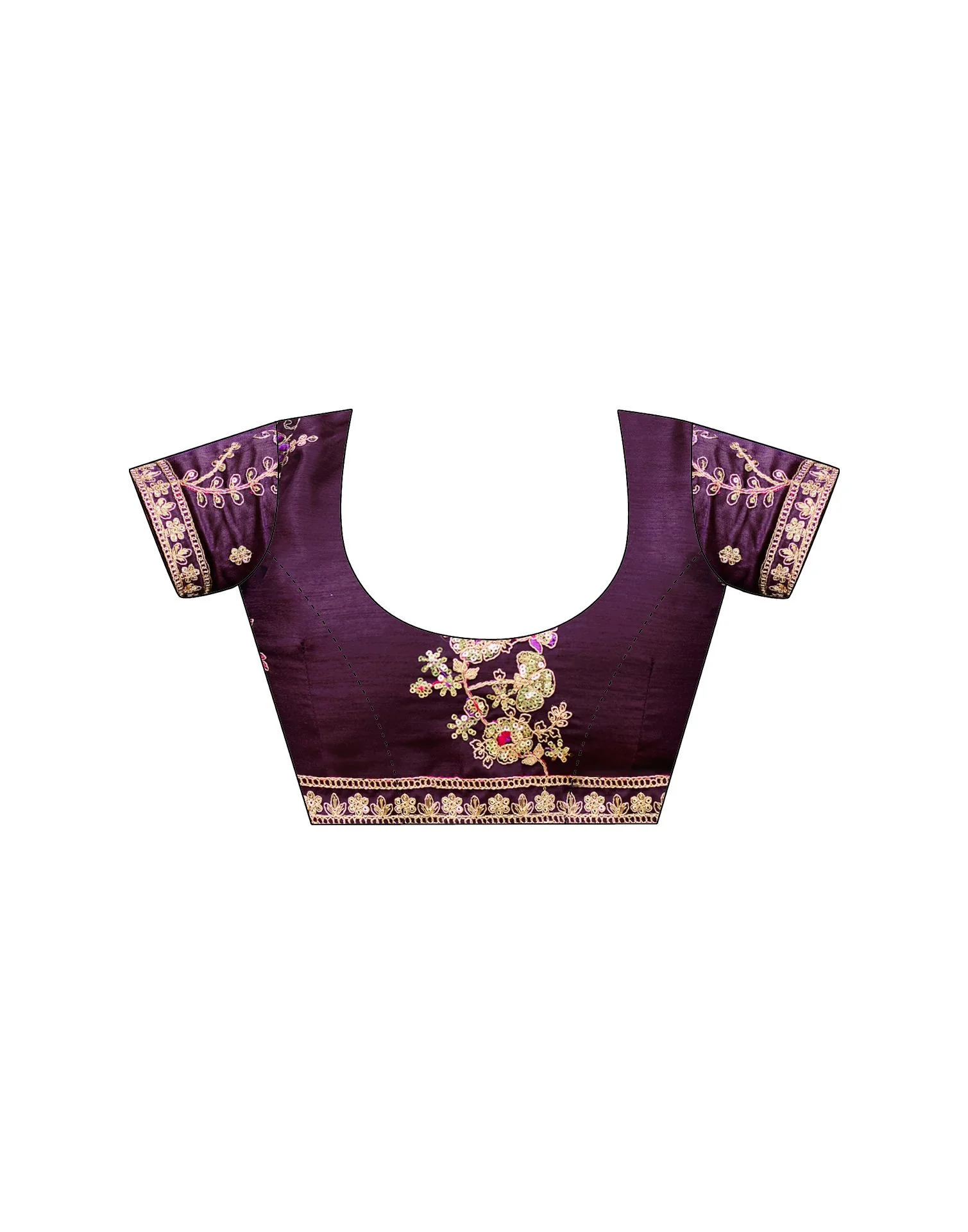 Purple Tissue Silk Lace Saree - Image 9