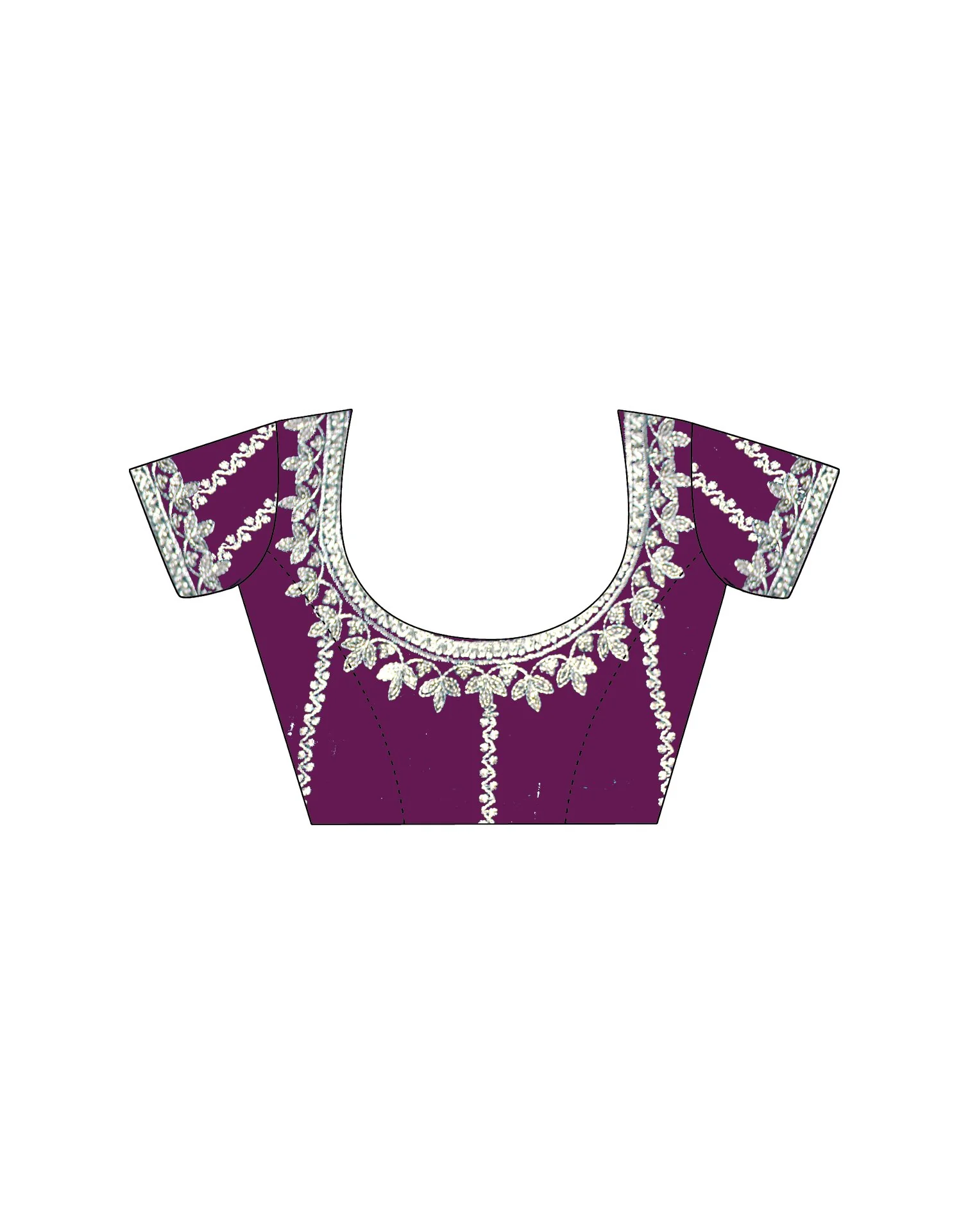 Purple Tissue Silk Sequence Embroidery Saree - Image 12