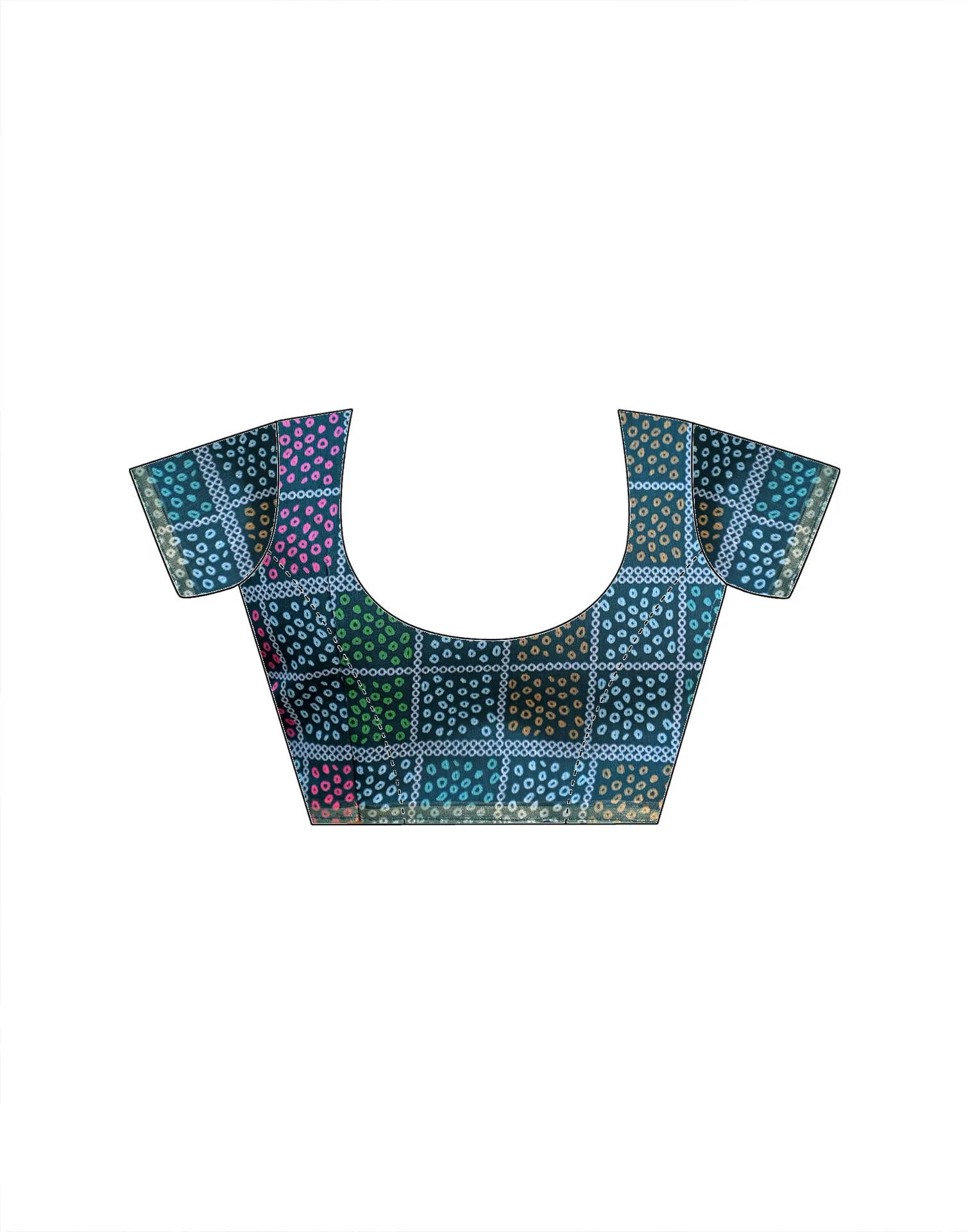 Rama Blue Chanderi Bandhani Printed Saree - Image 10
